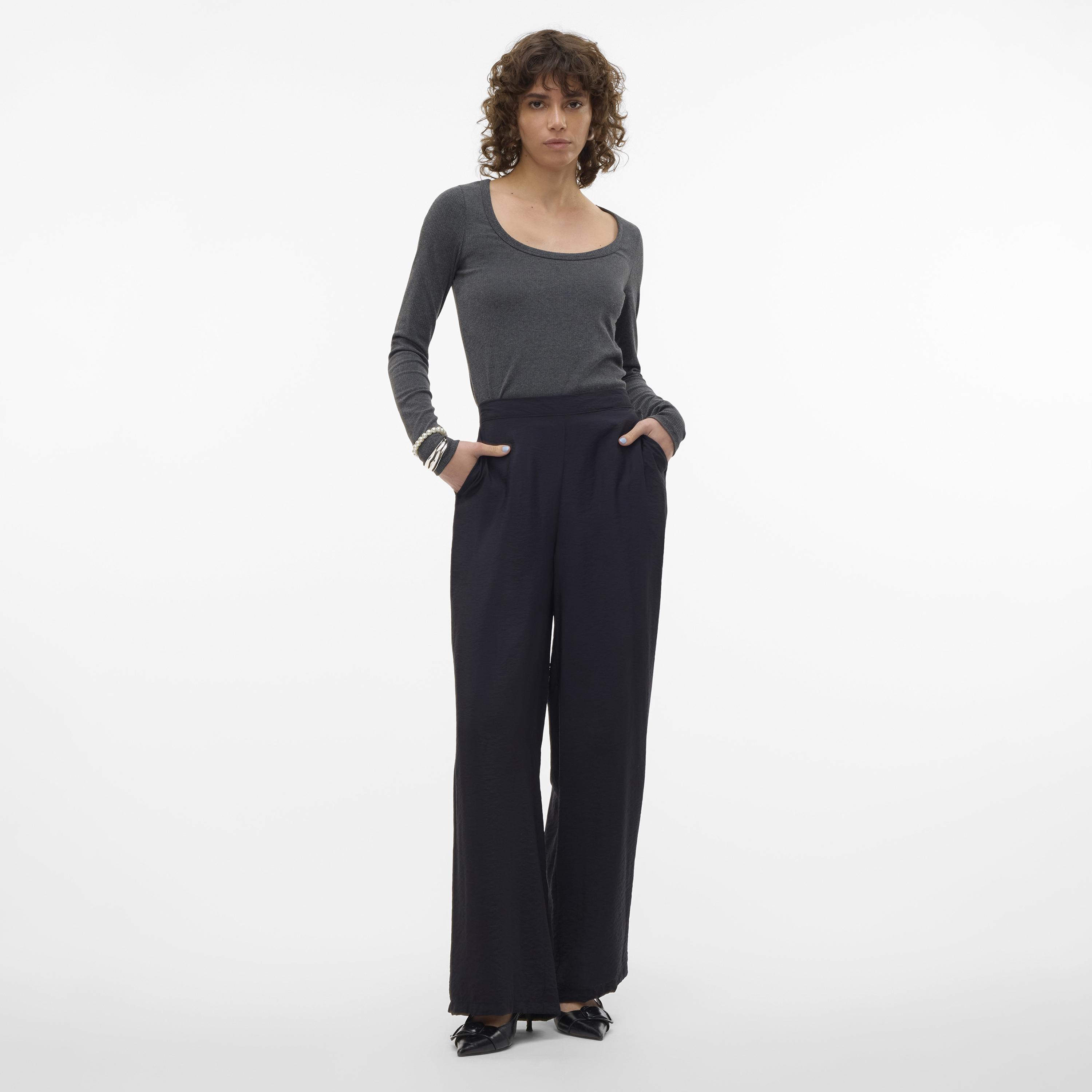 Vero Moda Elasticated Waist Wide Leg Women's Trousers-women-clothing-trousers-image-2