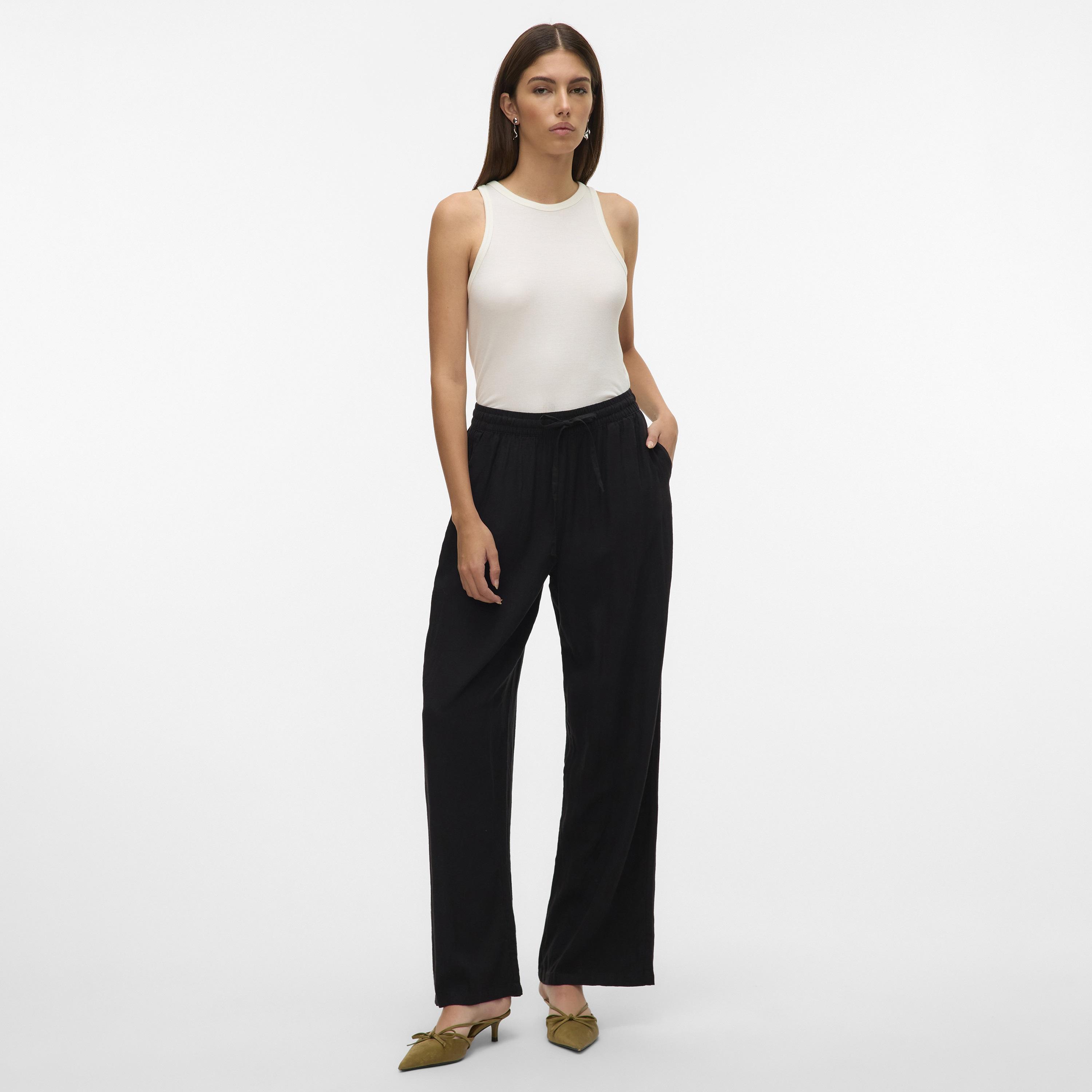 Vero Moda Drawstring Waist Wide Leg Women's Trousers-women-clothing-trousers-image-2