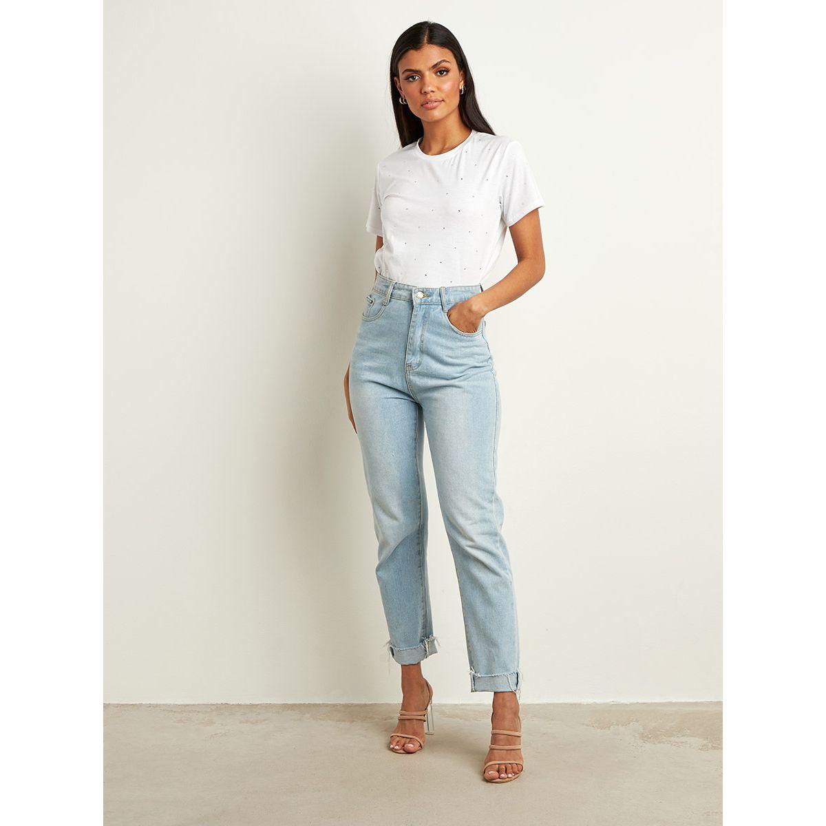 Styli All Over Diamante Detail Regular Fit T-shirt-women-clothing-tshirts-image-3