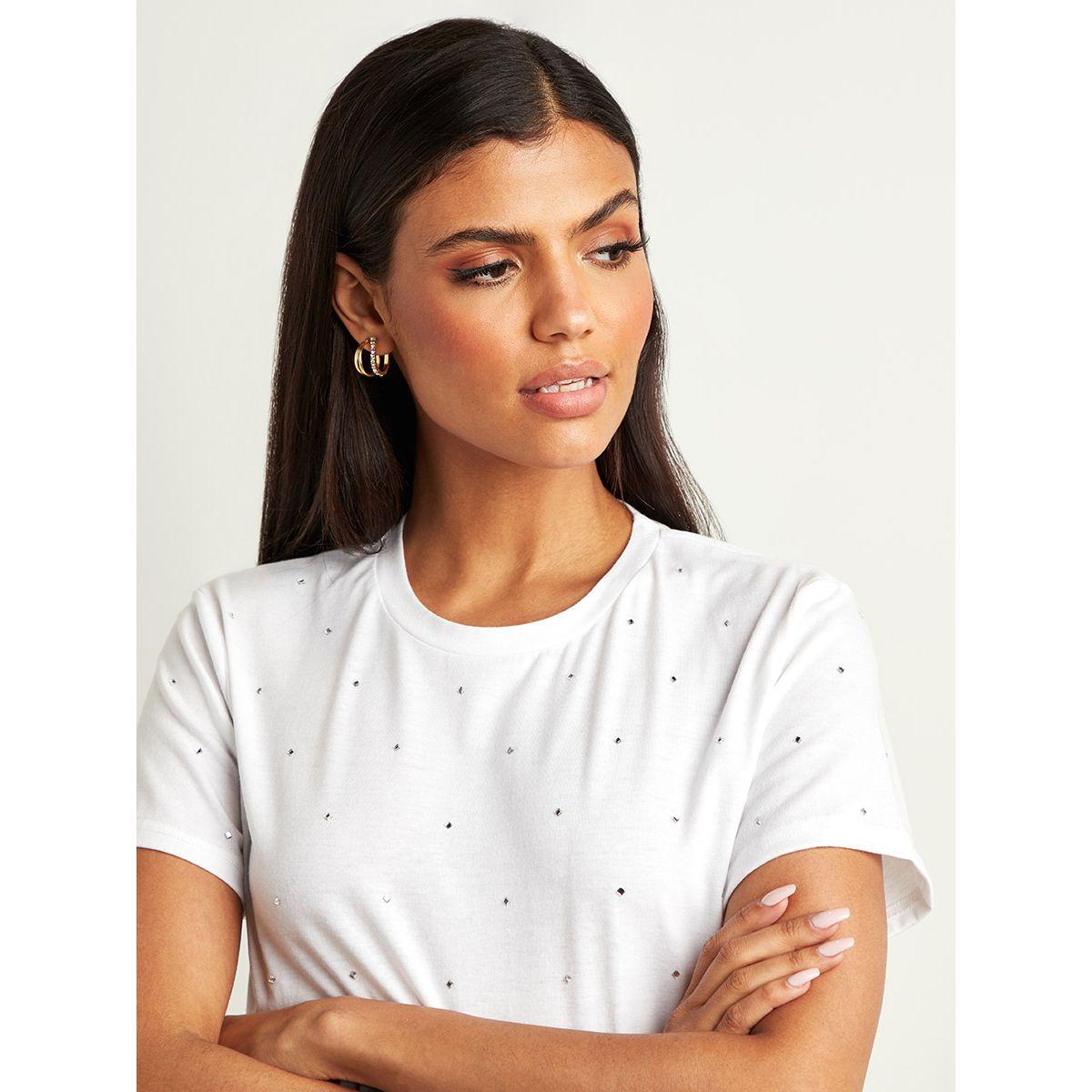 Styli All Over Diamante Detail Regular Fit T-shirt-women-clothing-tshirts-image-5