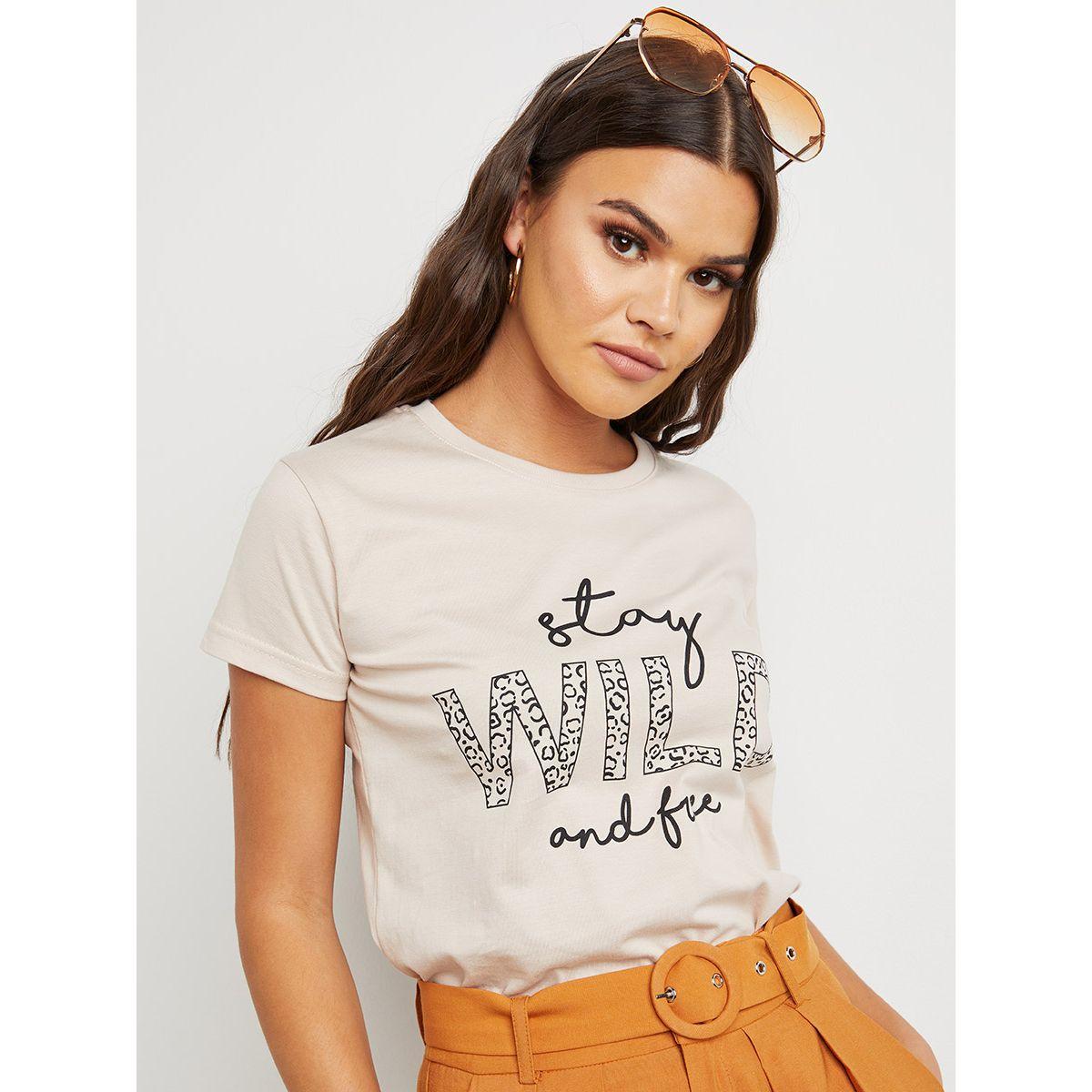 Styli Stay Wild and Free Graphic Print Regular Fit T-shirt-women-clothing-tshirts-image-1