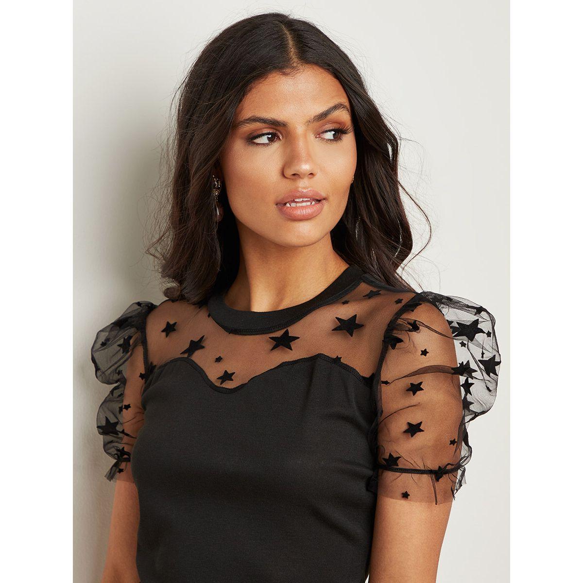 تيشيرت بأكمام دانتيل شفافة-women-clothing-tshirts-image-4