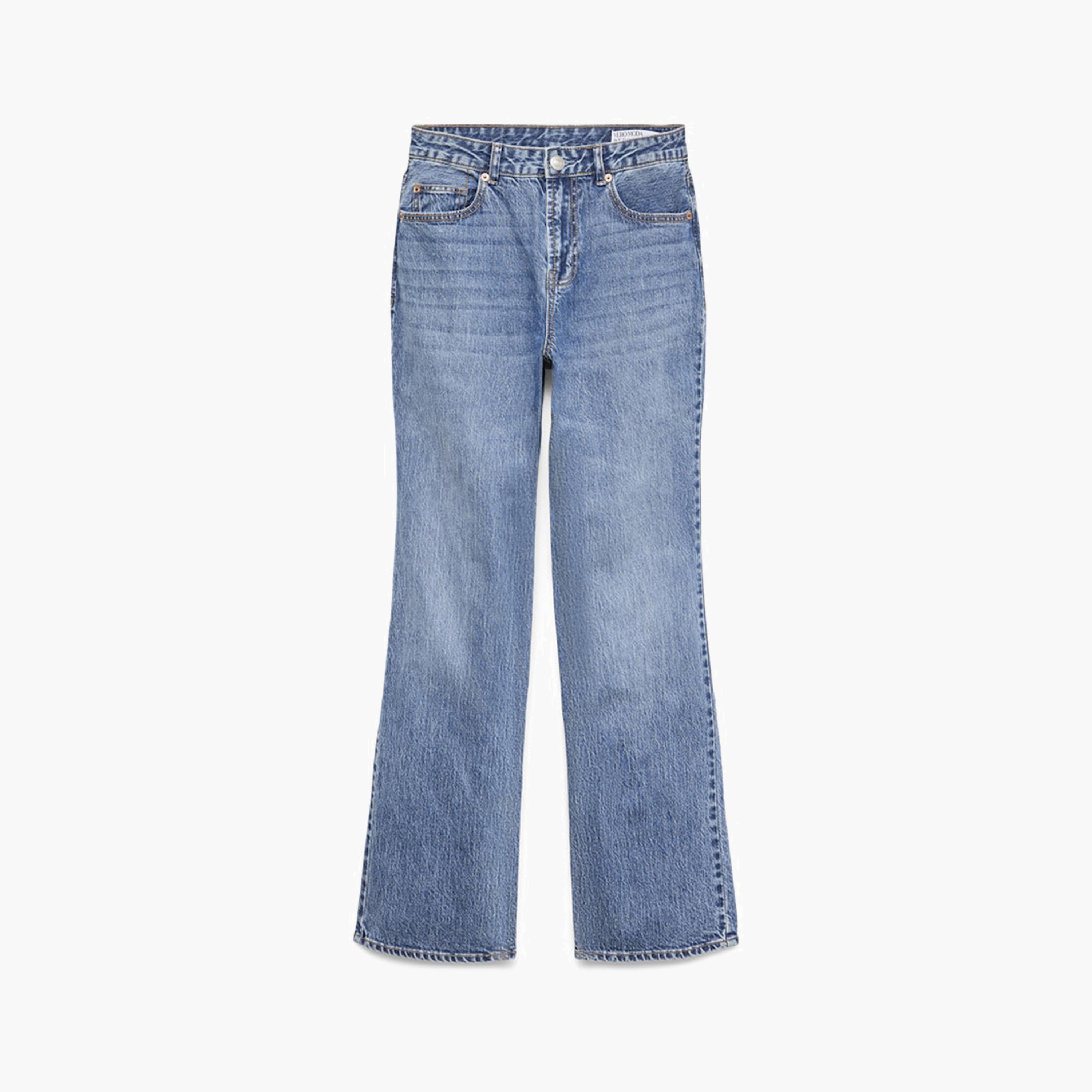 Vero Moda Blue Button and Zip Fly Straight Women's Jeans-women-clothing-bottoms-jeans-image-7