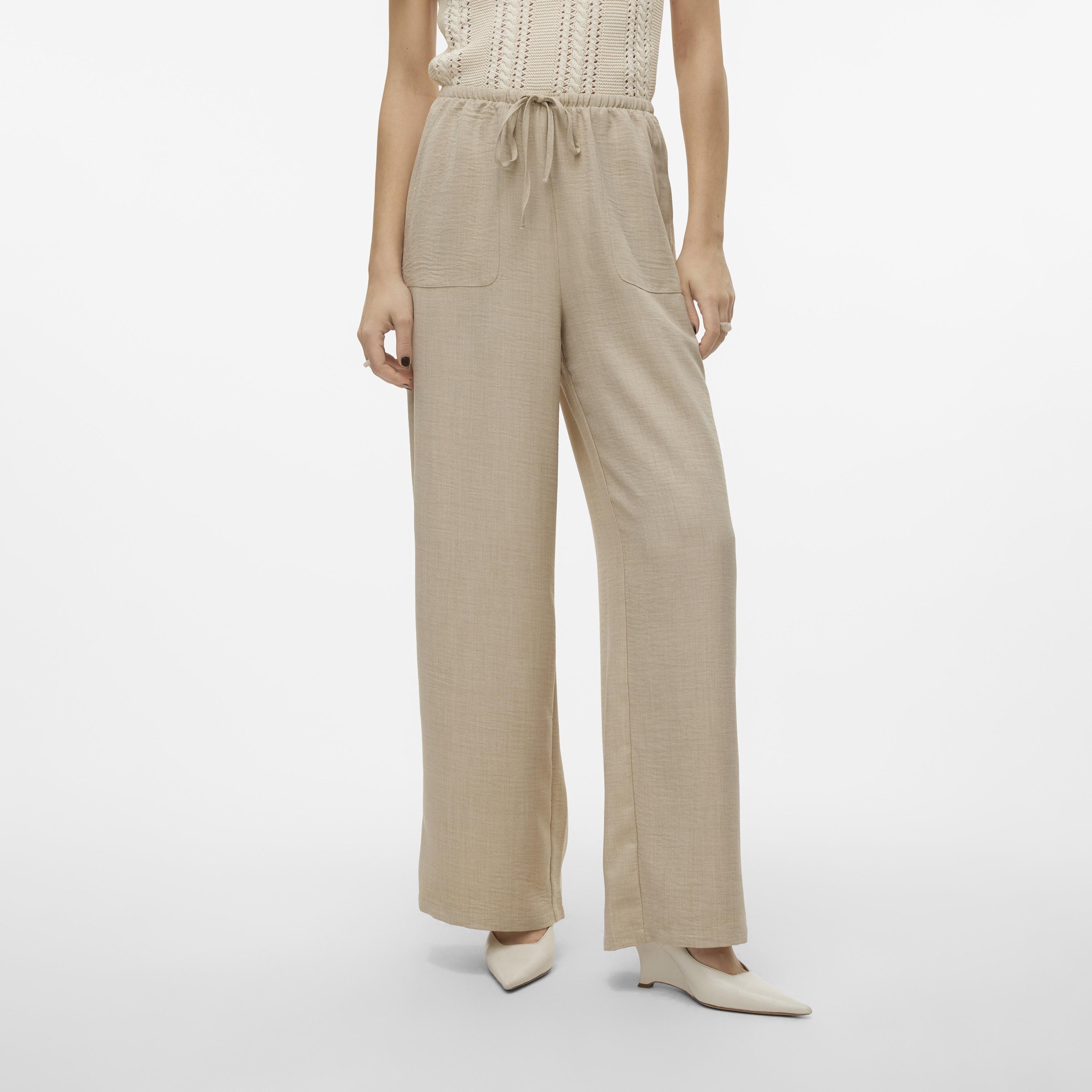 Vero Moda Textured Drawstring Waist Wide Leg Women's Trousers-women-clothing-trousers-image-1