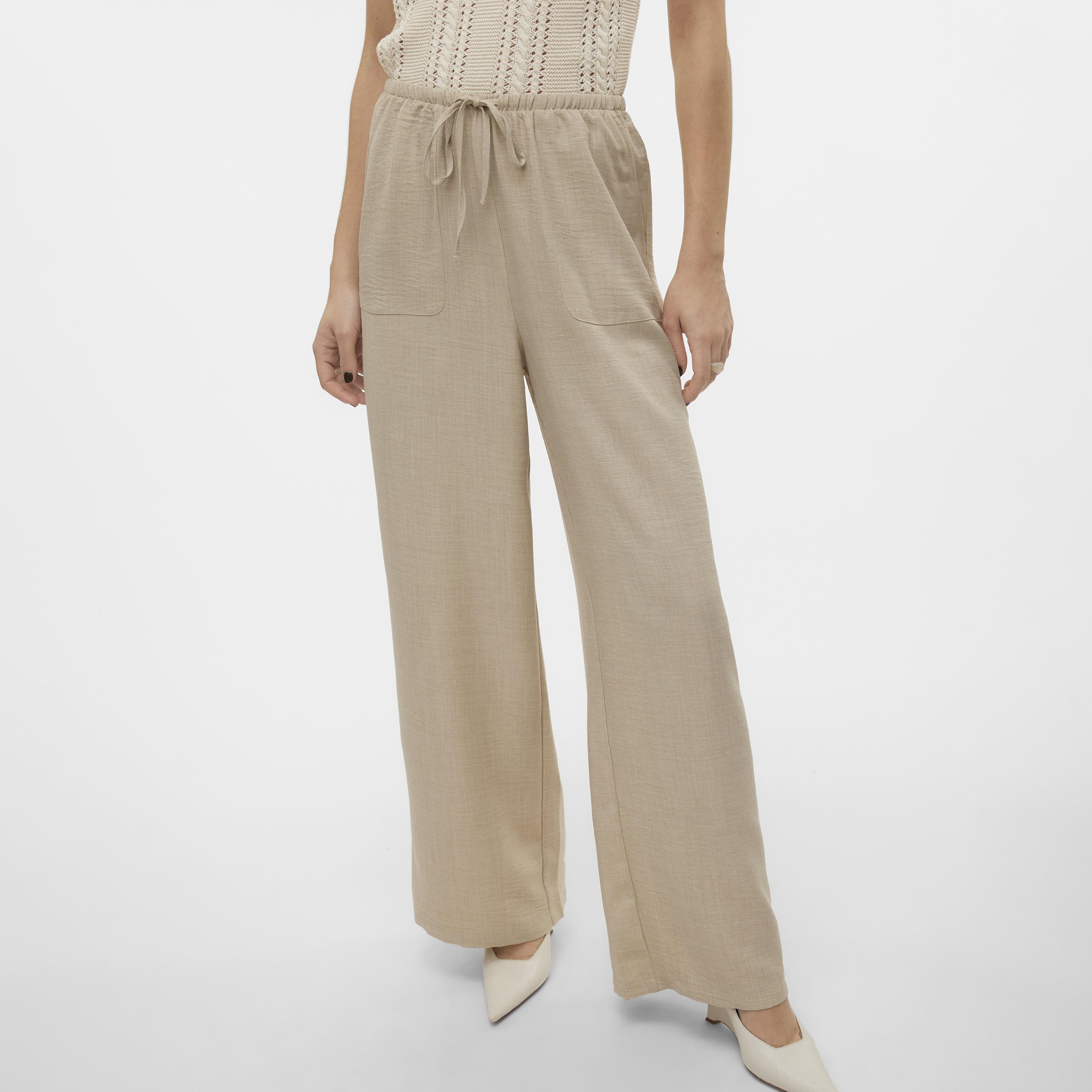 Vero Moda Textured Drawstring Waist Wide Leg Women's Trousers-women-clothing-trousers-image-5