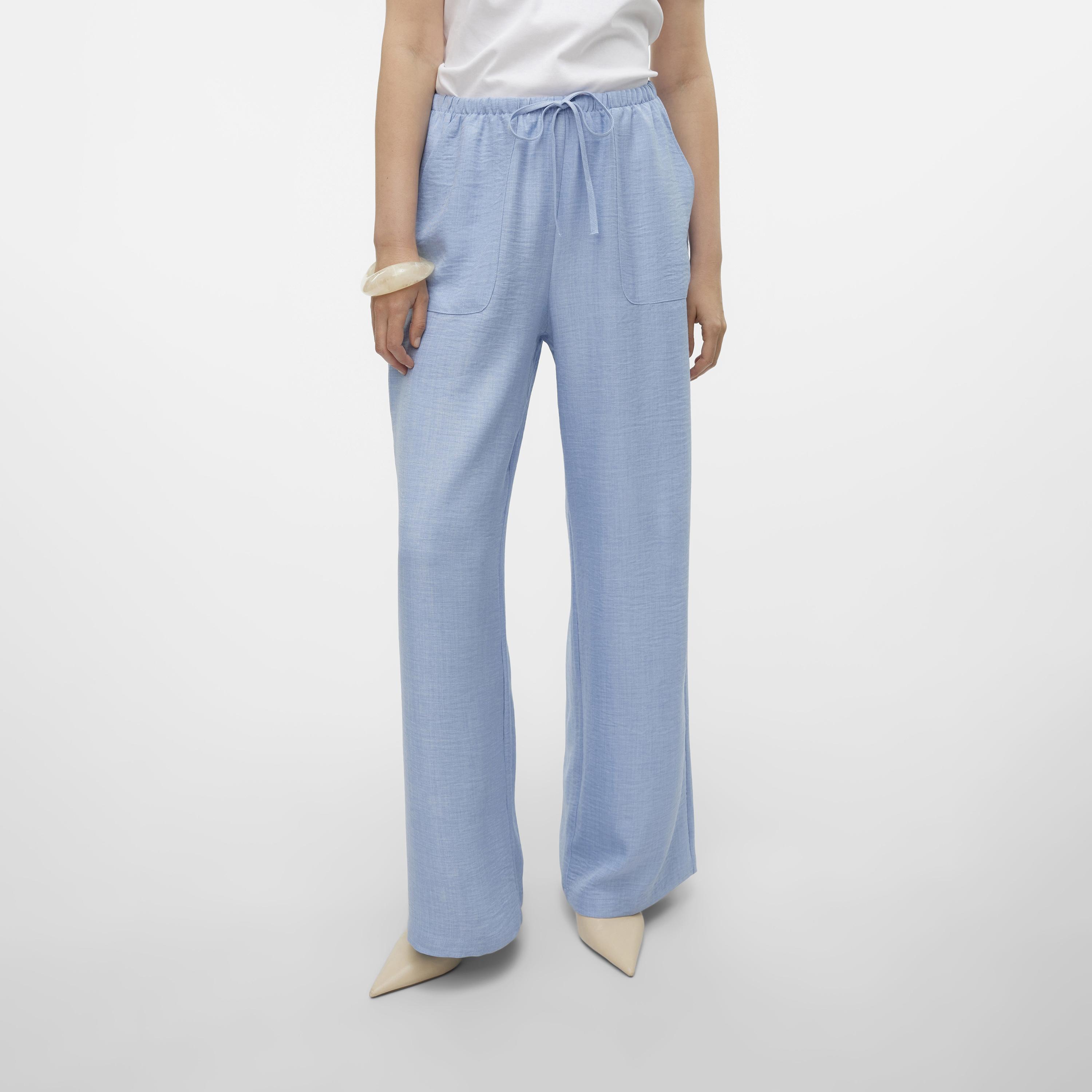 بنطلون واسع الأرجل بخصر مطاطي بربطة وملمس بارز حريمي من فيرو مودا-women-clothing-trousers-image-5