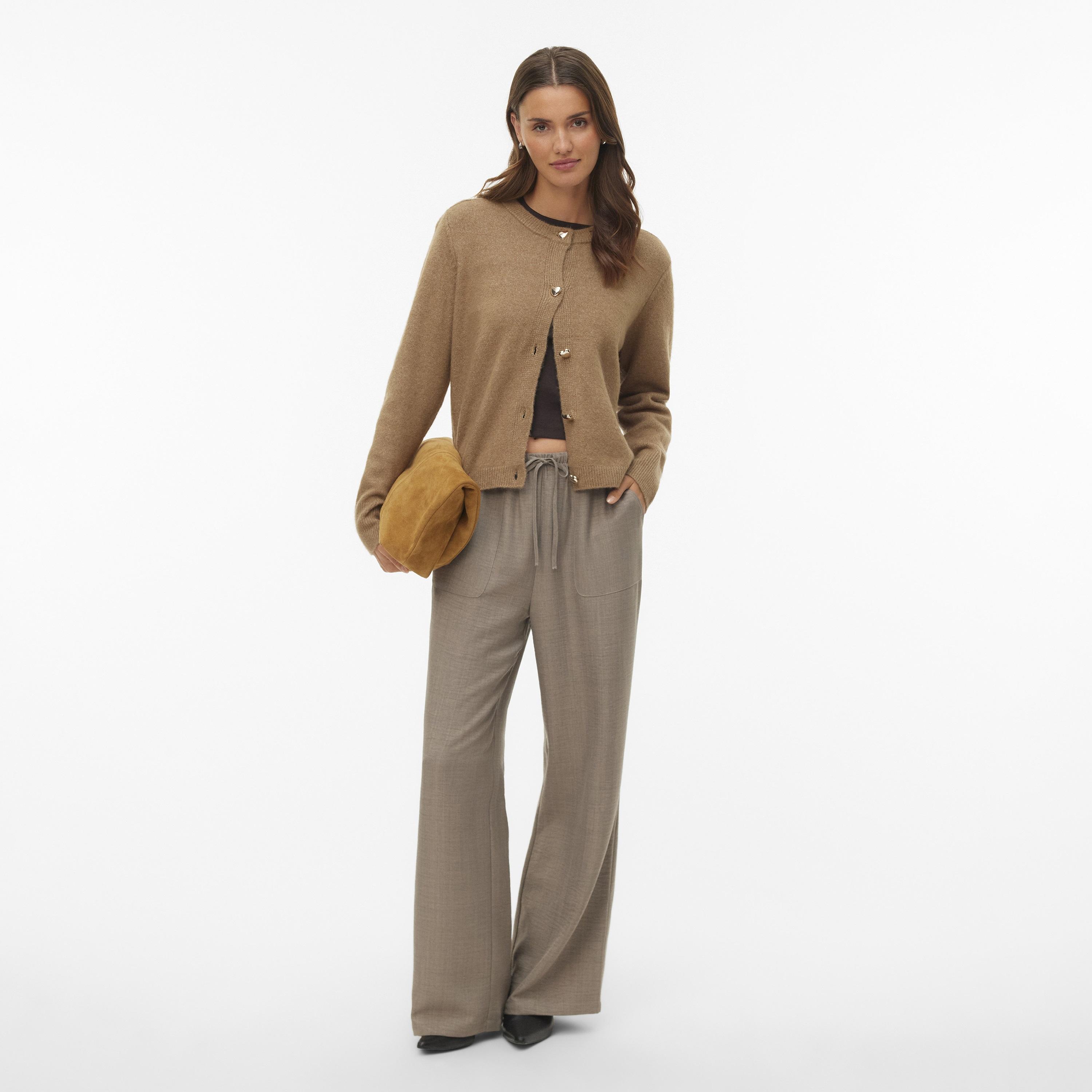 بنطلون واسع الأرجل بخصر مطاطي بربطة وملمس بارز حريمي من فيرو مودا-women-clothing-trousers-image-2