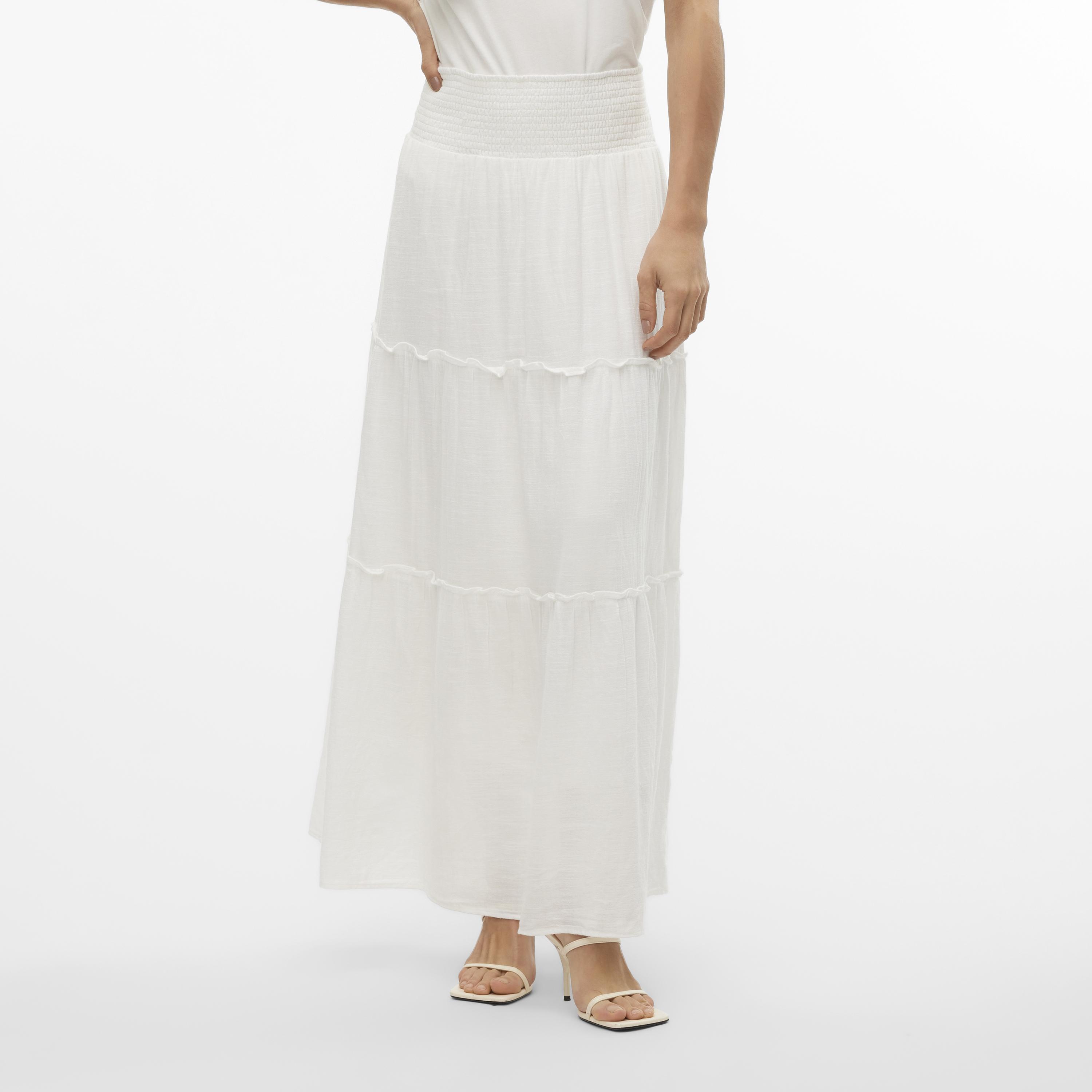Vero Moda White Cotton Tiered Women's Maxi Skirt-women-clothing-skirts-image-1