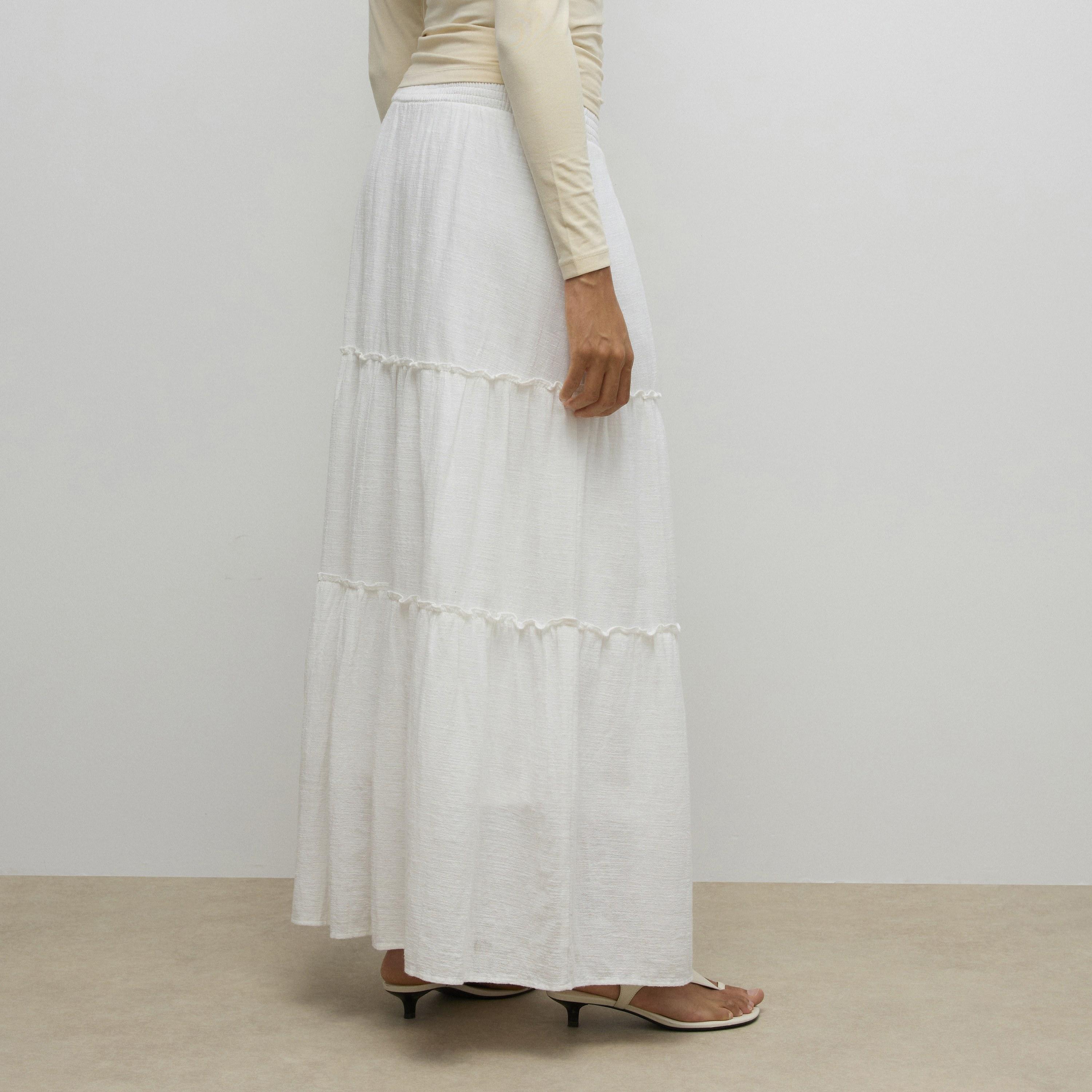 Vero Moda White Cotton Tiered Women's Maxi Skirt-women-clothing-skirts-image-4