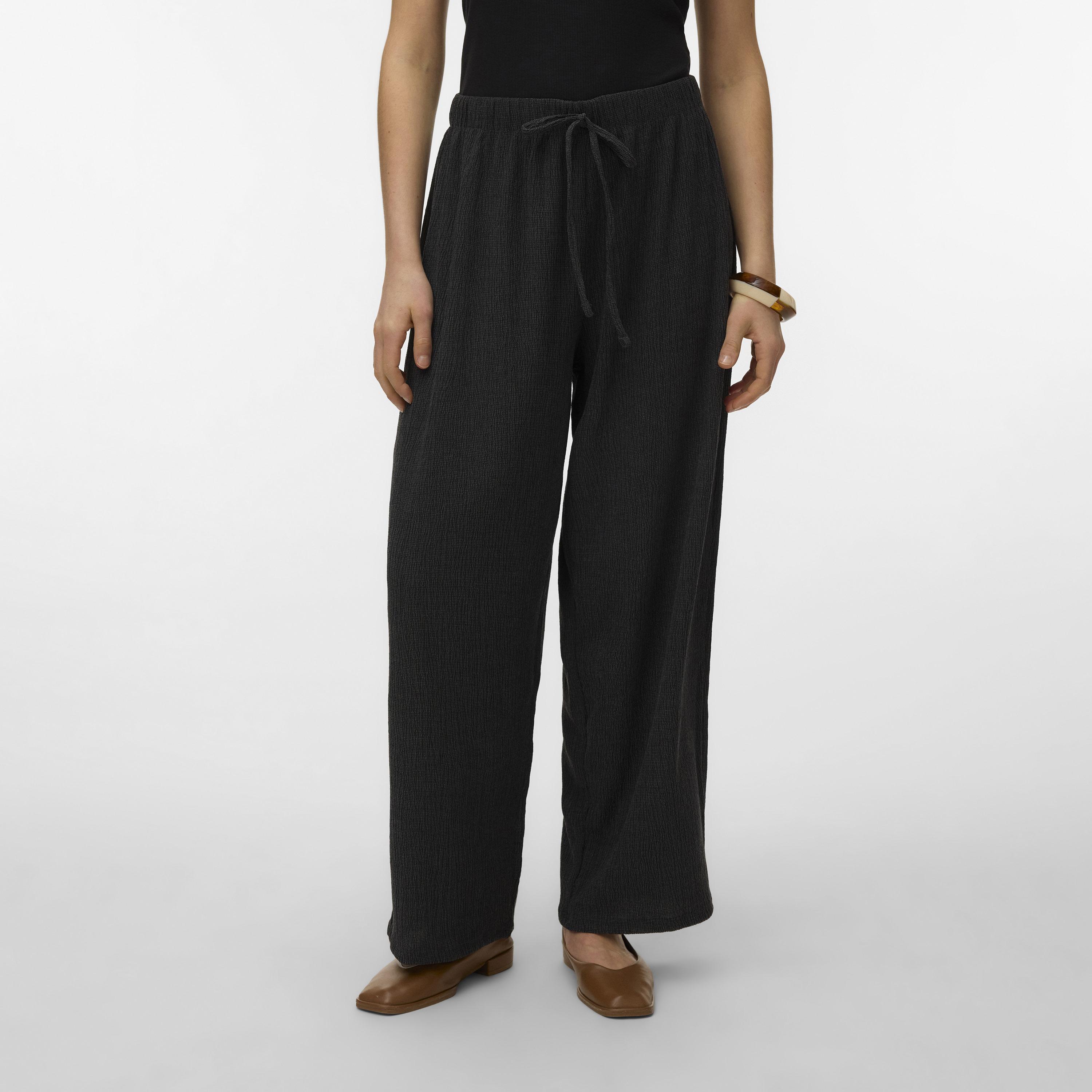 Vero Moda Crinkled Drawstring Waist Wide Leg Women's Trousers-women-clothing-trousers-image-1