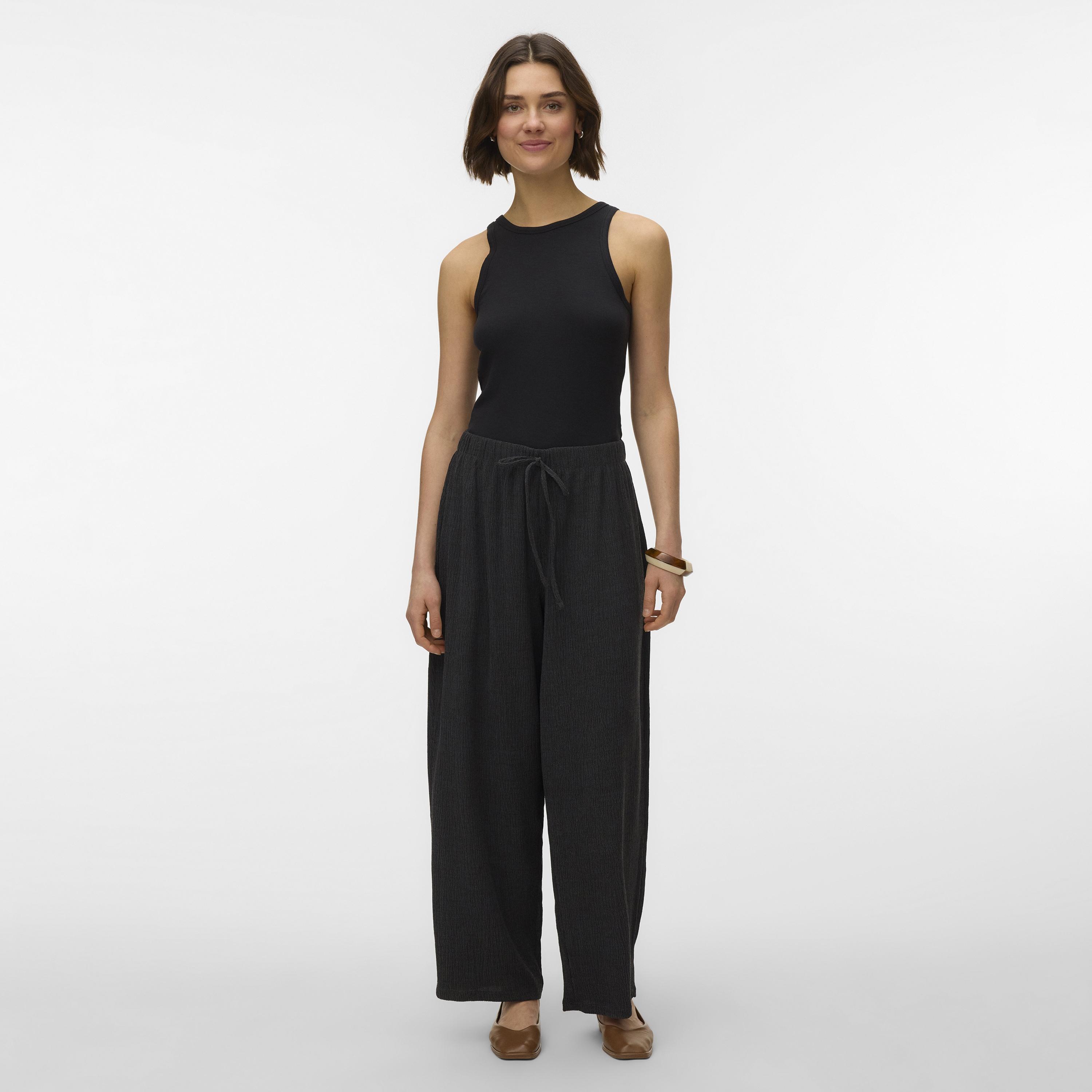 Vero Moda Crinkled Drawstring Waist Wide Leg Women's Trousers-women-clothing-trousers-image-2