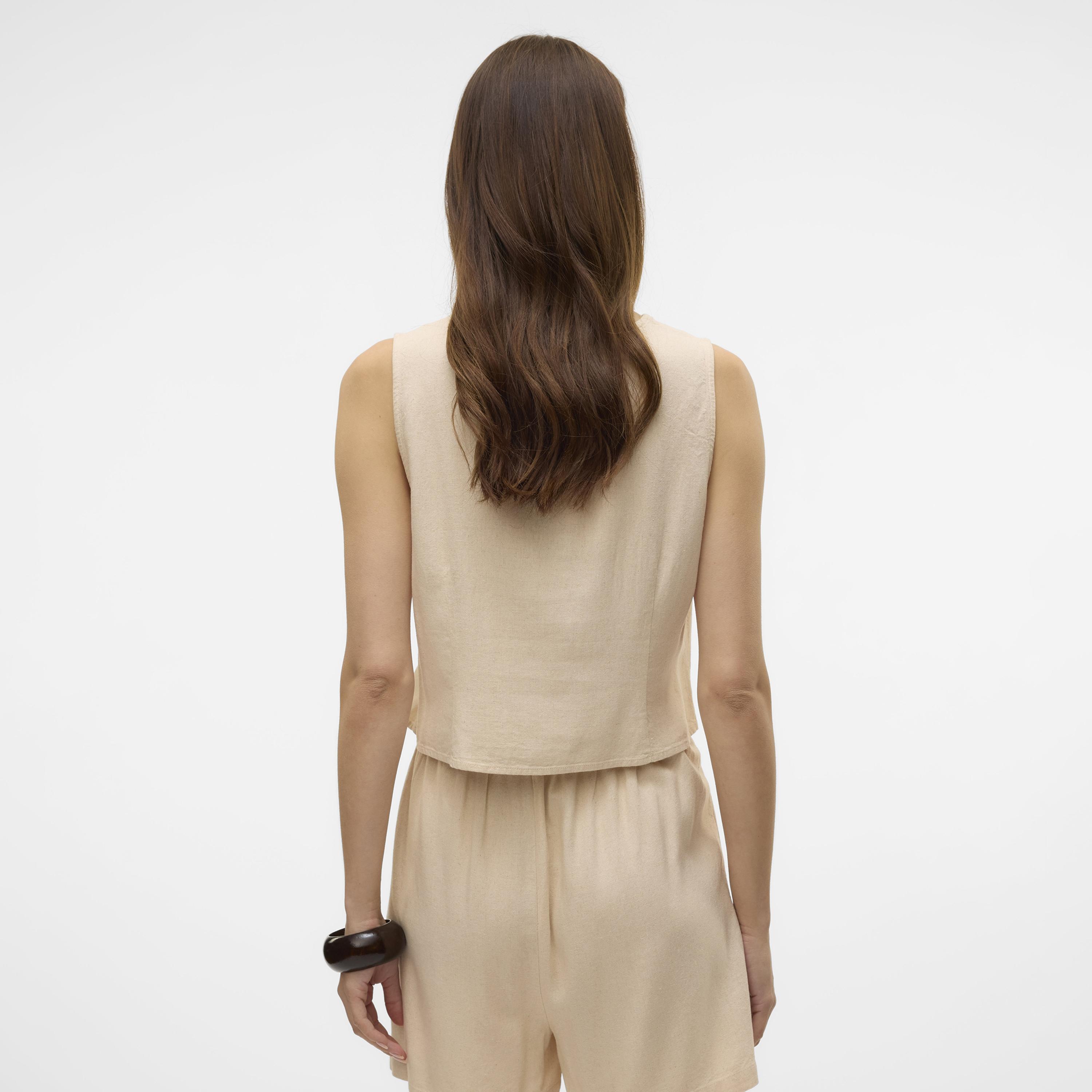 Vero Moda Beige Women's Waistcoat-women-clothing-coatsandjackets-waistcoats-image-3