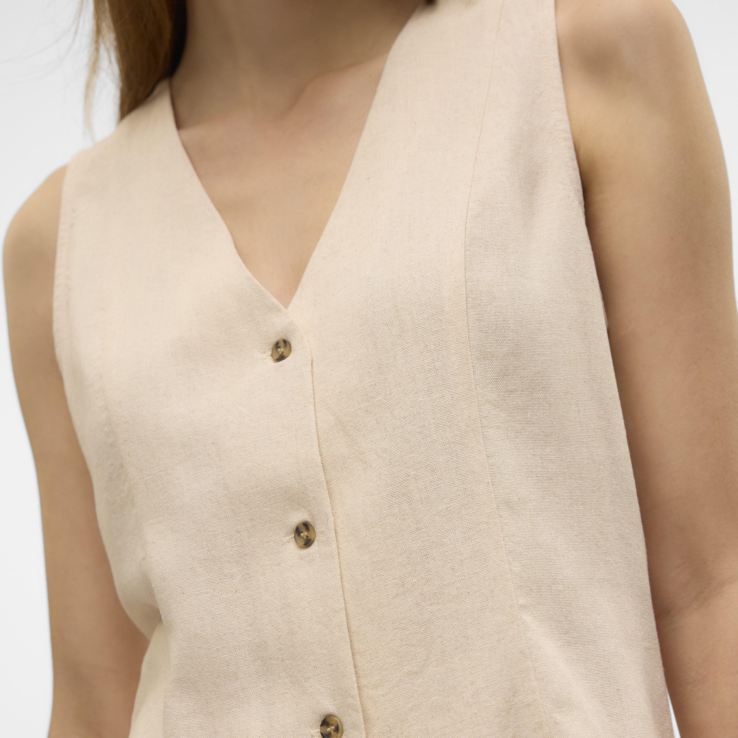 Vero Moda Beige Women's Waistcoat-women-clothing-coatsandjackets-waistcoats-image-5