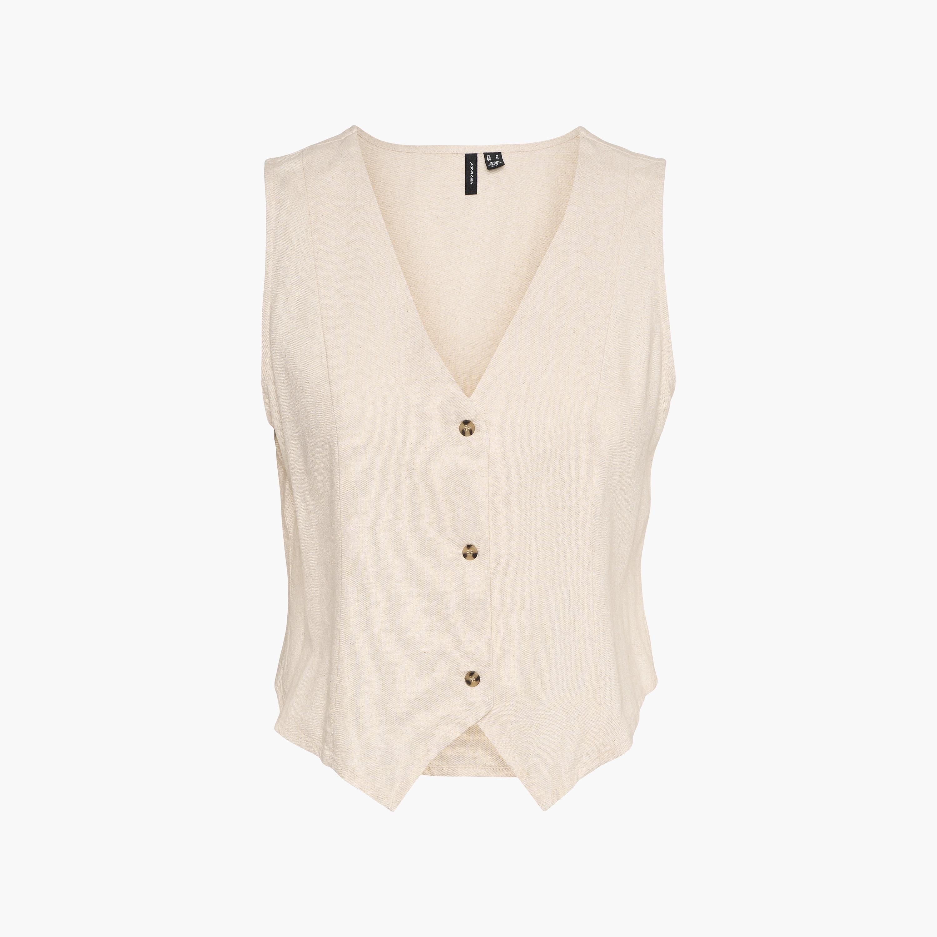 Vero Moda Beige Women's Waistcoat-women-clothing-coatsandjackets-waistcoats-image-6