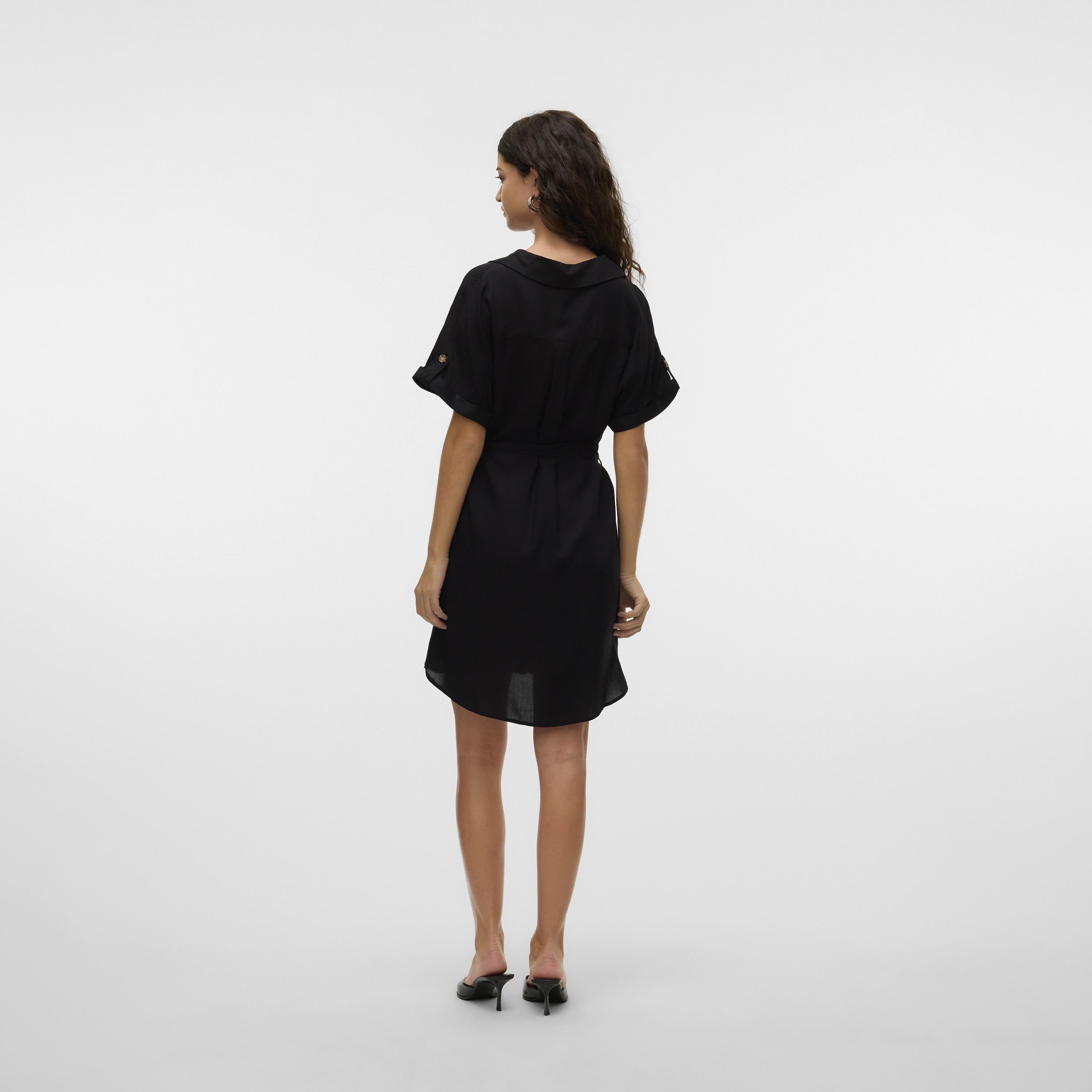 فستان قميص ميني حريمي بياقة وأكمام بباتة من فيرو مودا-women-clothing-dresses-image-3