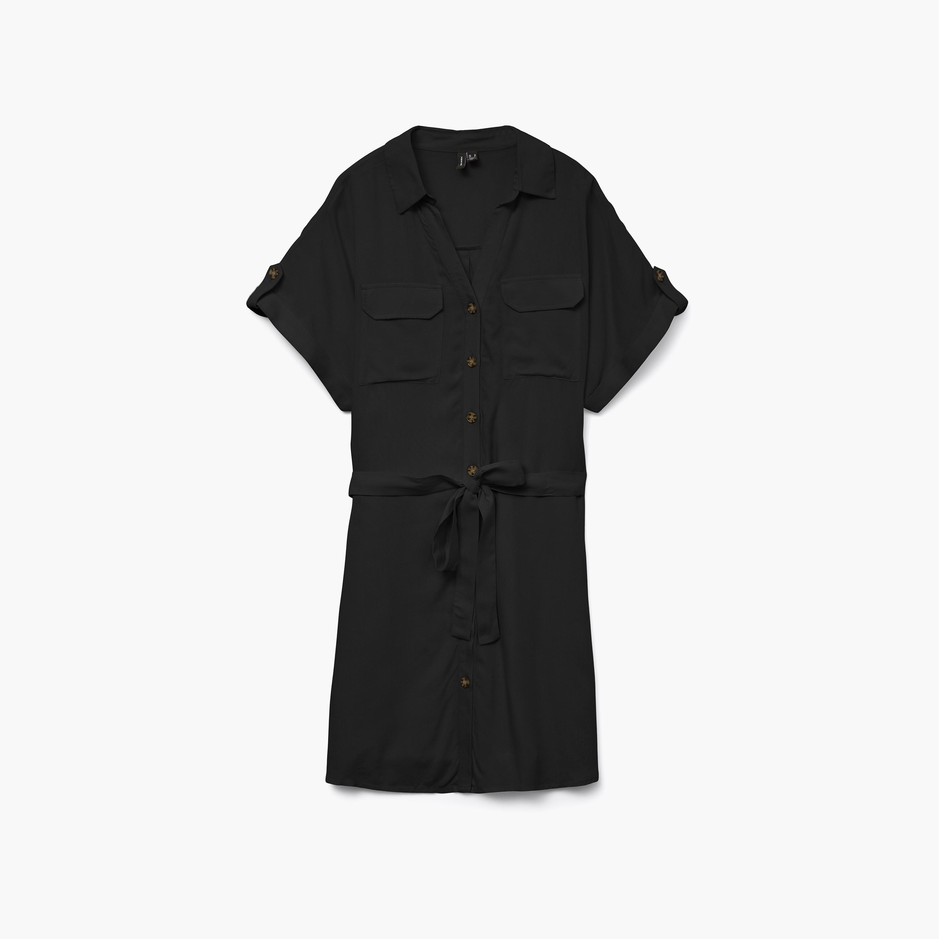 فستان قميص ميني حريمي بياقة وأكمام بباتة من فيرو مودا-women-clothing-dresses-image-6