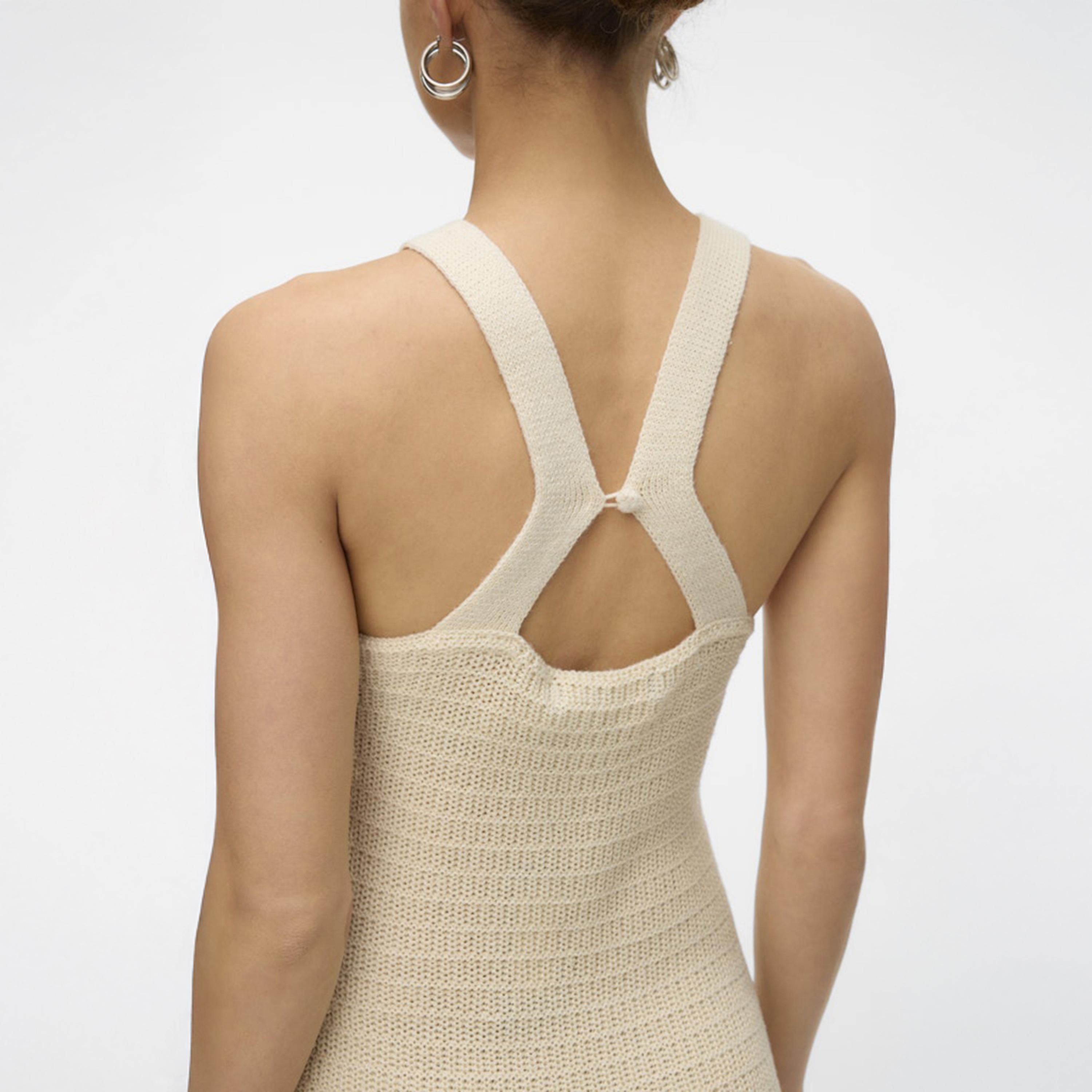 Vero Moda Beige Knitted Women's Midi Dress-women-clothing-dresses-image-4