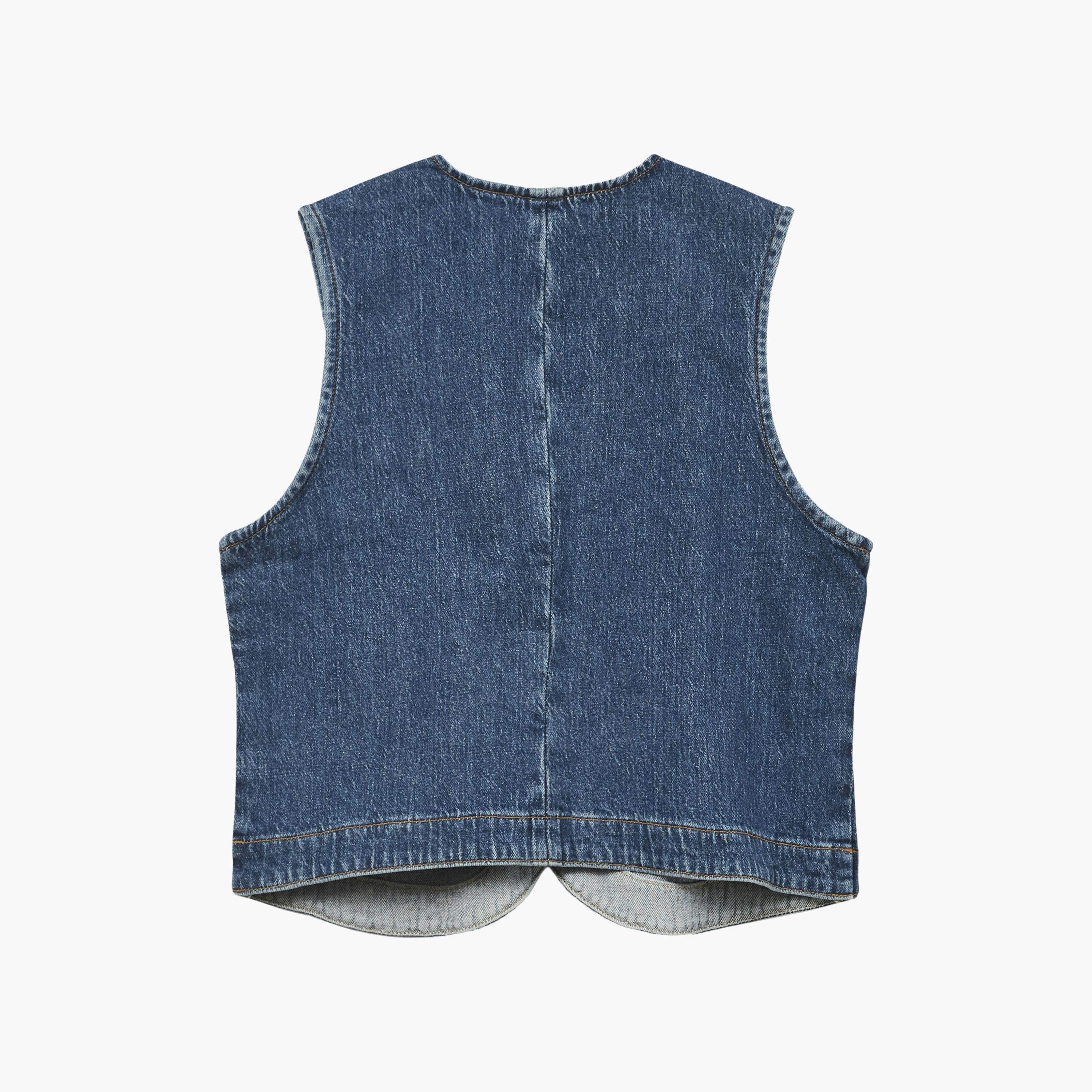 Vero Moda Blue Hotfix Stone Cotton Women's Waistcoat-women-winterwear-coatsandjackets-waistcoats-image-7