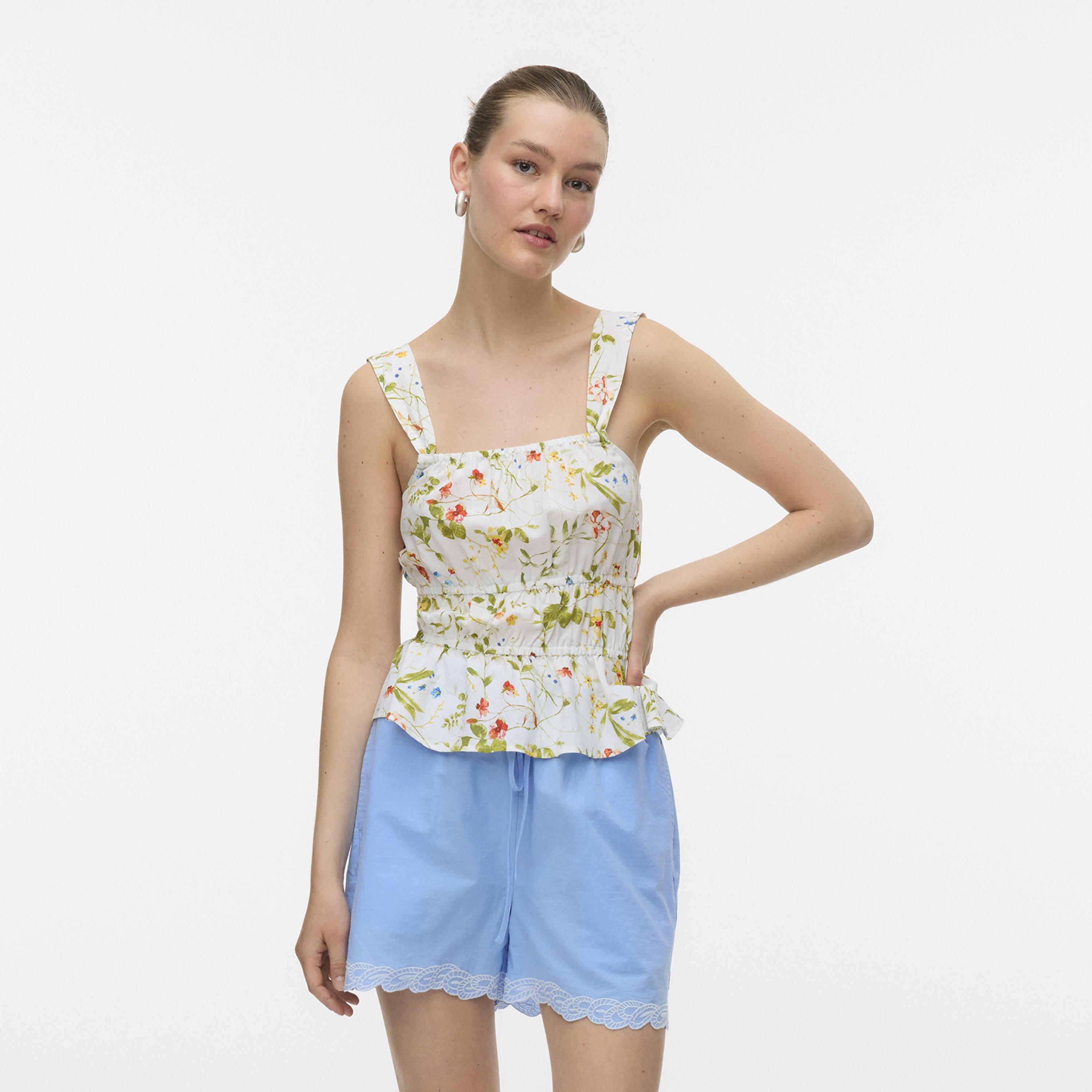 Vero Moda Multicolour Floral Print Square Neck Women's Peplum Top-women-clothing-shirtsandblouses-blouses-image-1