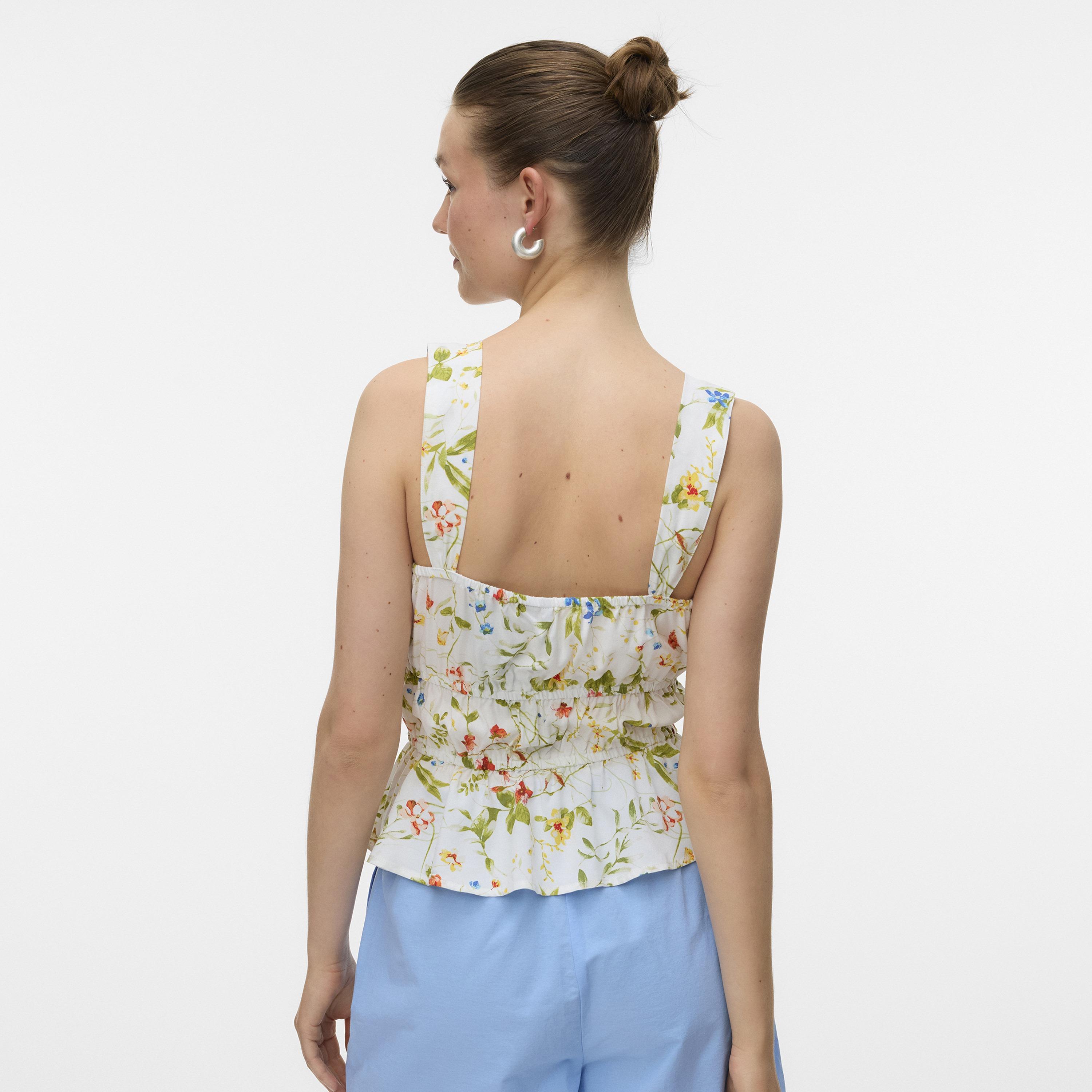 Vero Moda Multicolour Floral Print Square Neck Women's Peplum Top-women-clothing-shirtsandblouses-blouses-image-3