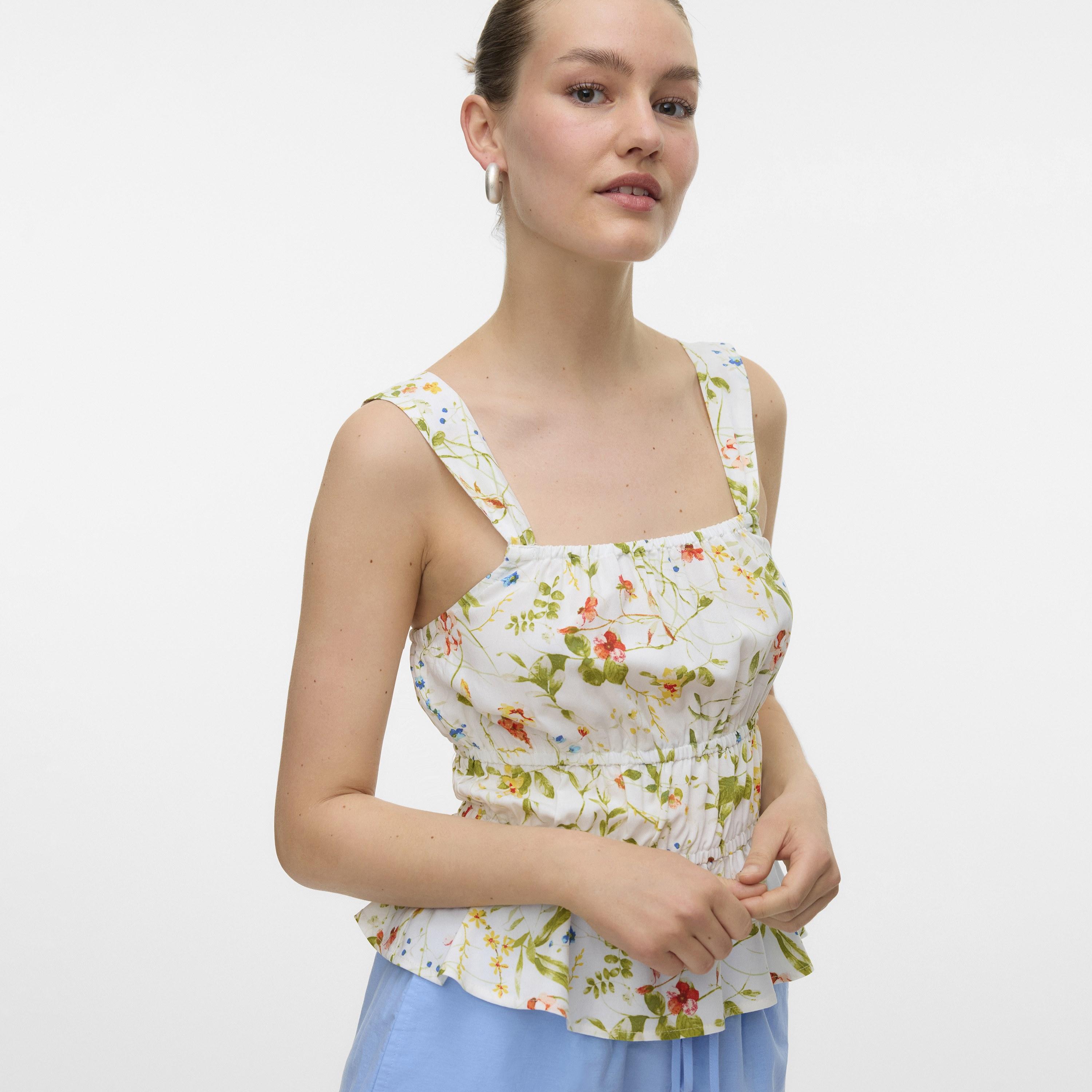 Vero Moda Multicolour Floral Print Square Neck Women's Peplum Top-women-clothing-shirtsandblouses-blouses-image-4