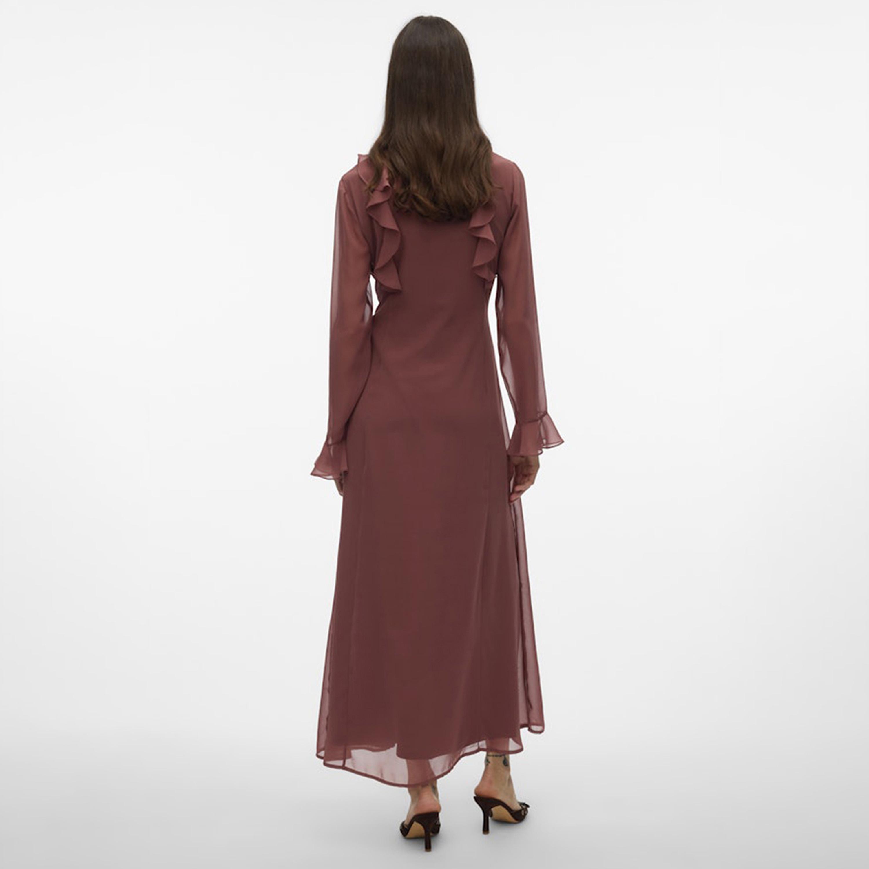 Vero Moda Pink Ruffled Women's Maxi Dress-women-clothing-dresses-image-3