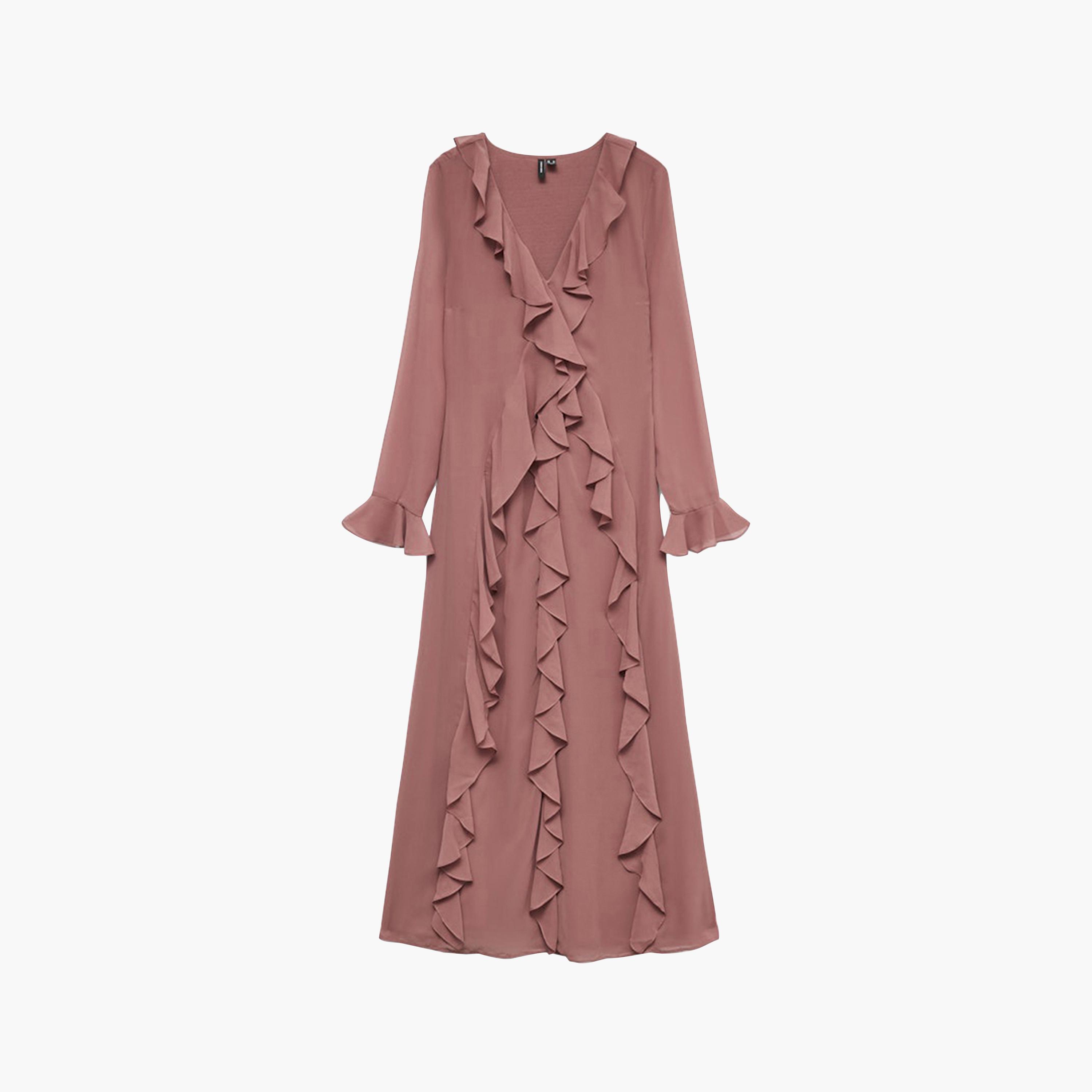 Vero Moda Pink Ruffled Women's Maxi Dress-women-clothing-dresses-image-5