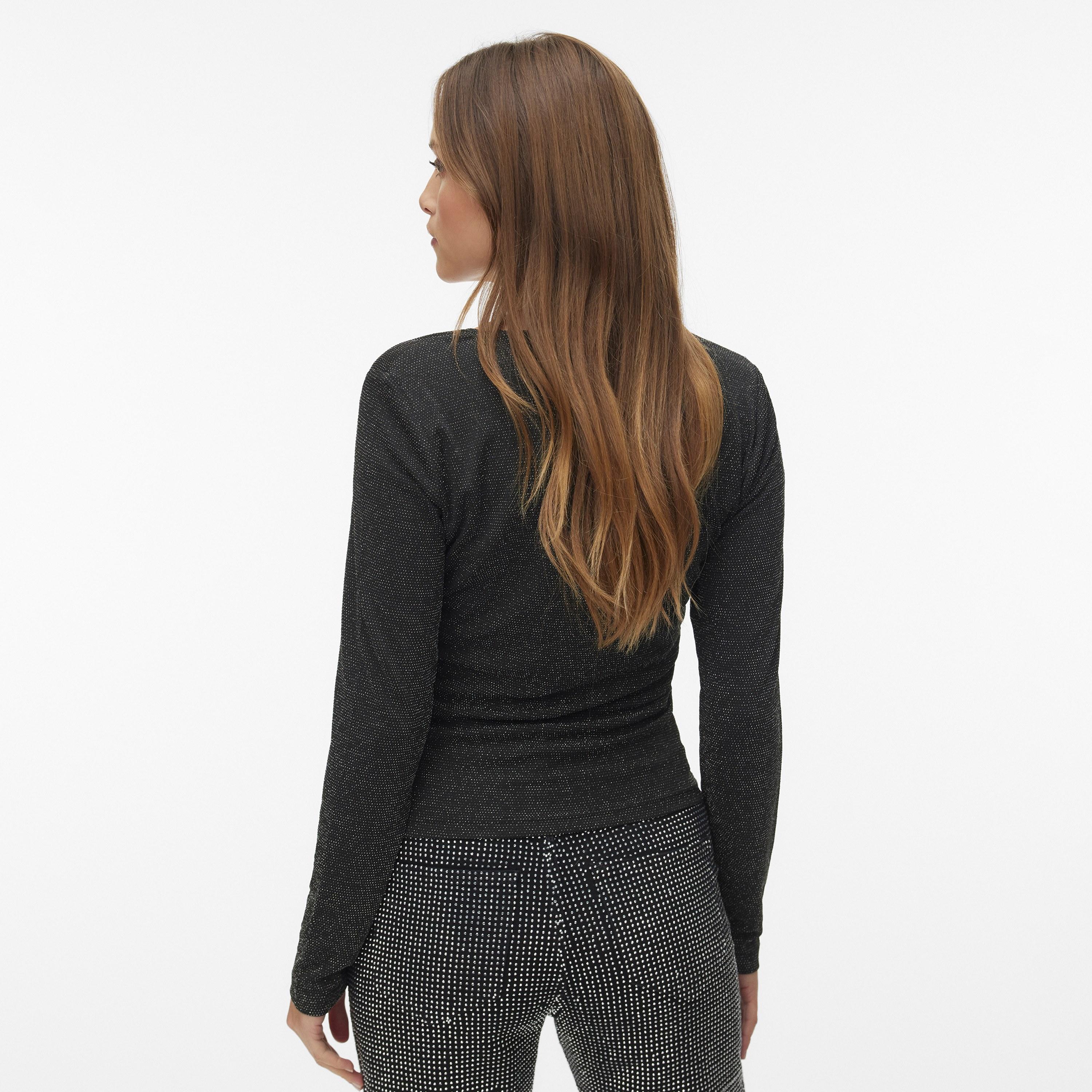Vero Moda Black Sparkle Square Neck Women's Top-women-clothing-shirtsandblouses-blouses-image-3