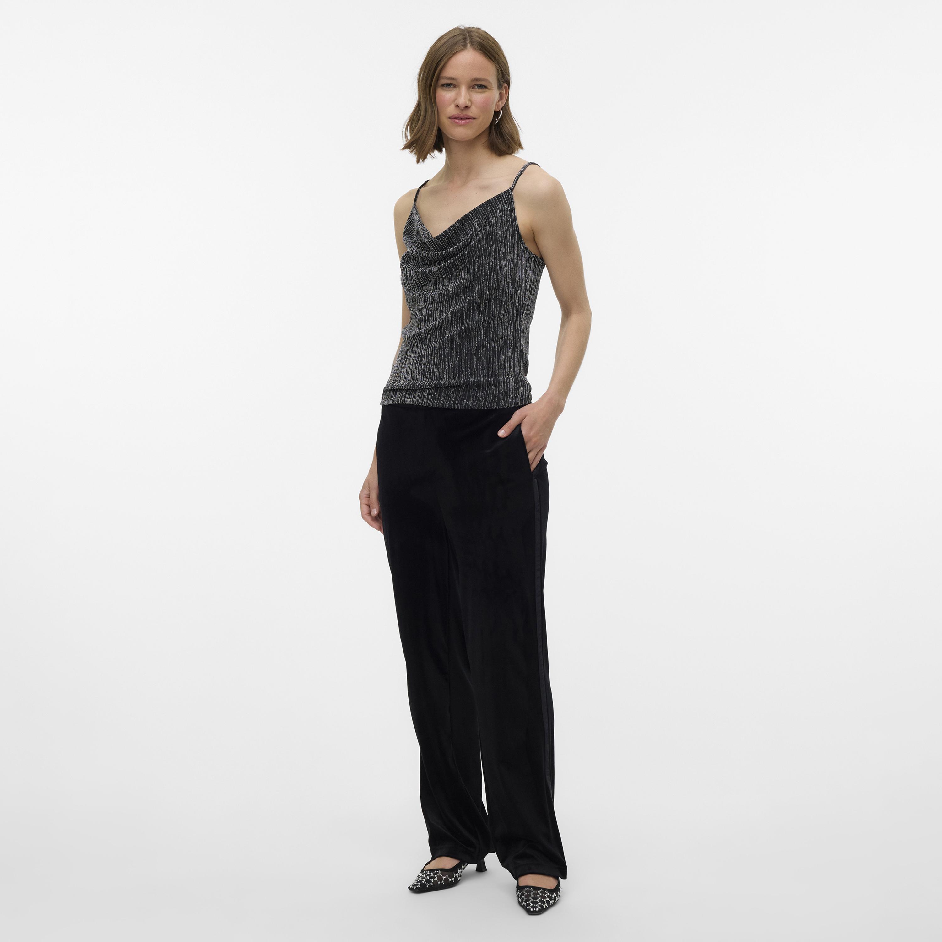 Vero Moda Black Lurex Pinstripe Cowl Neck Women's Top-women-clothing-shirtsandblouses-blouses-image-2