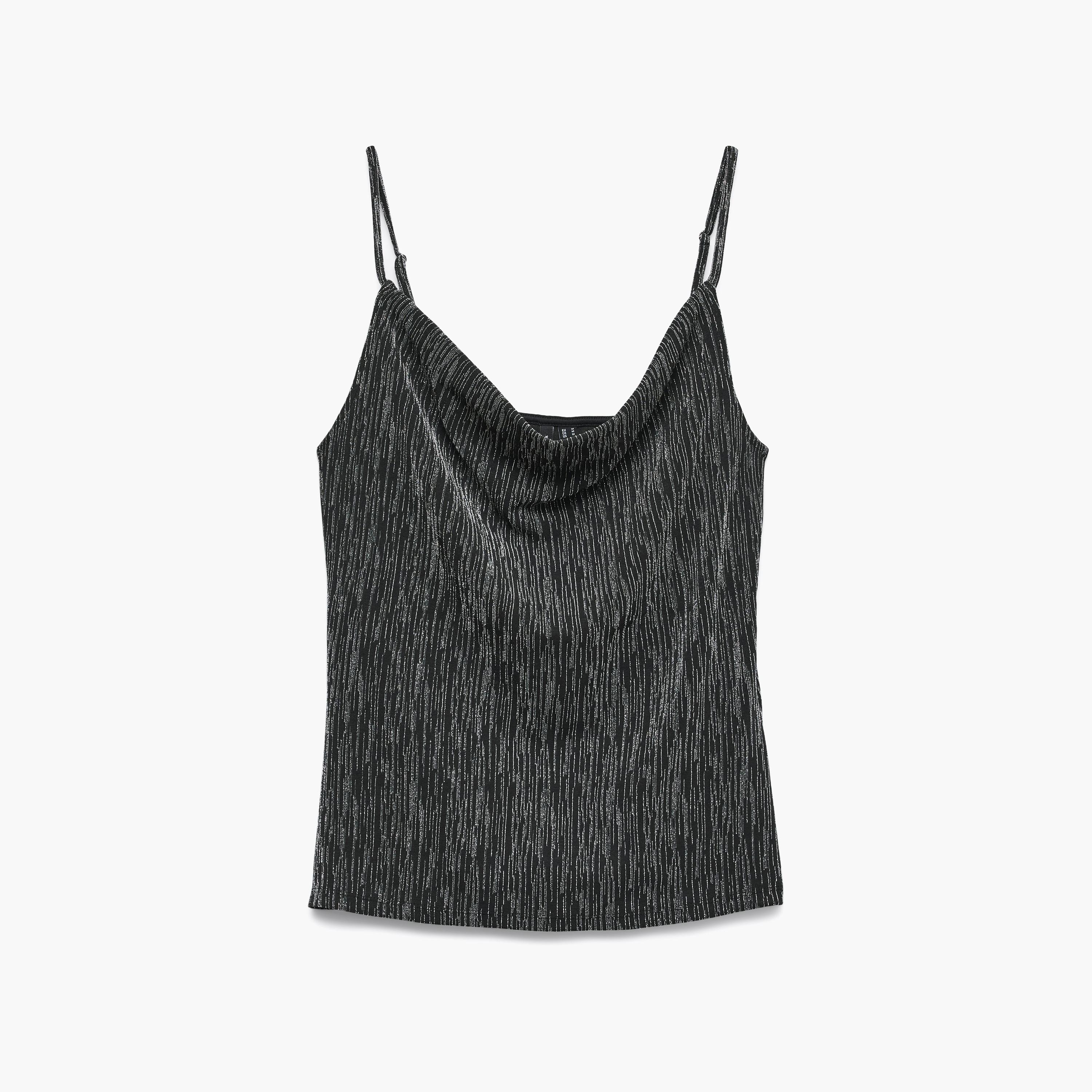 Vero Moda Black Lurex Pinstripe Cowl Neck Women's Top-women-clothing-shirtsandblouses-blouses-image-6