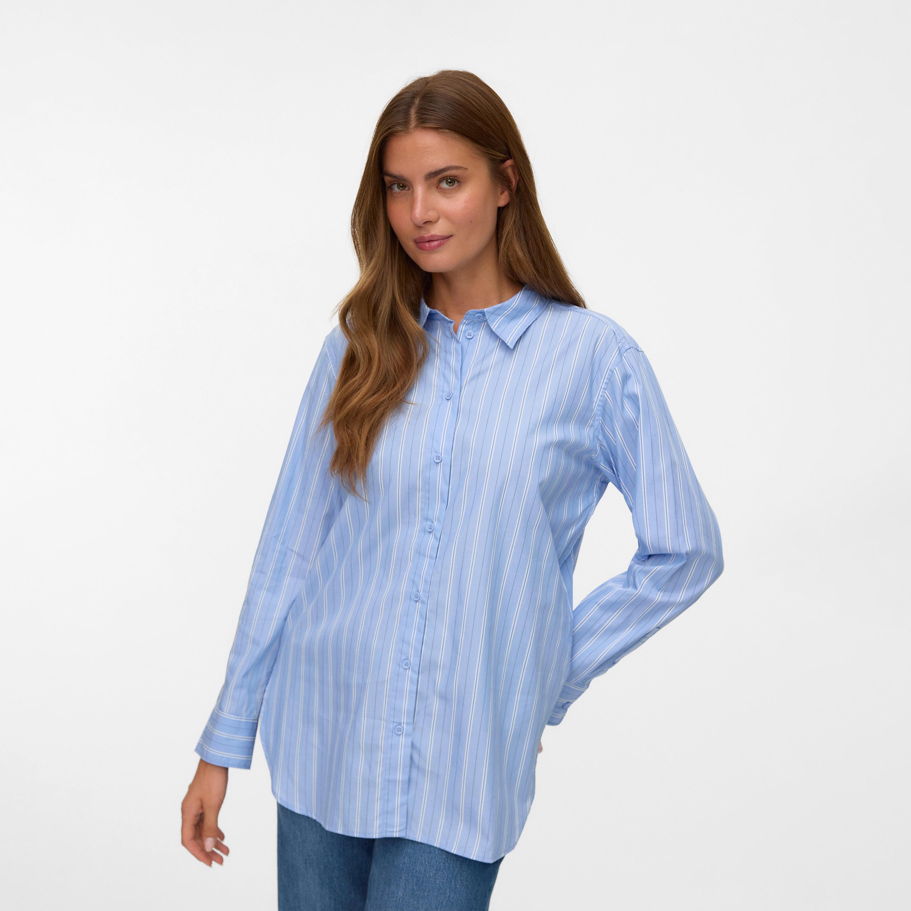 Vero Moda Striped Pointed Collar Women's Shirt-women-clothing-shirtsandblouses-shirts-image-1