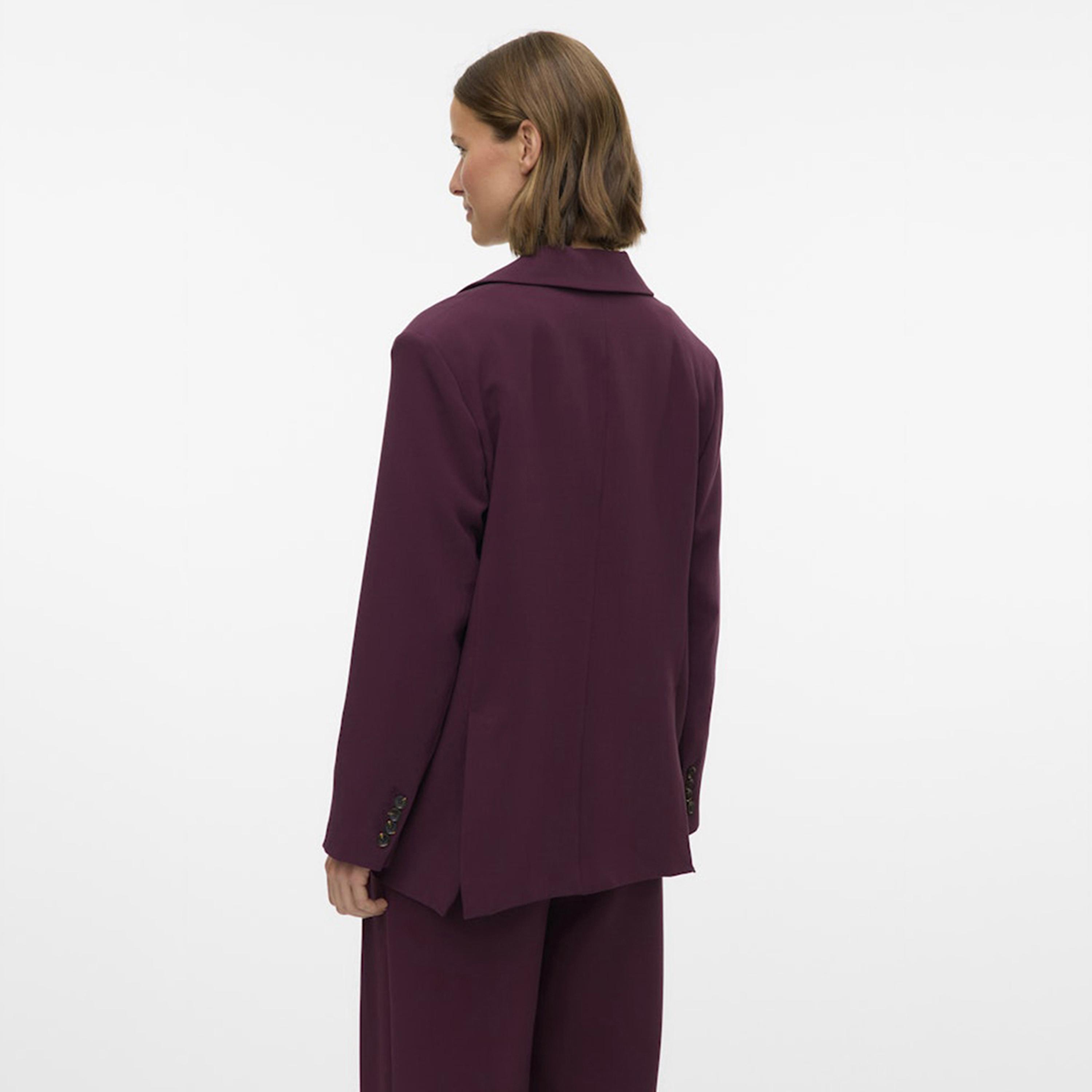 Vero Moda Wine Lapel Collar Women's Blazer-women-clothing-coatsandjackets-blazers-image-3