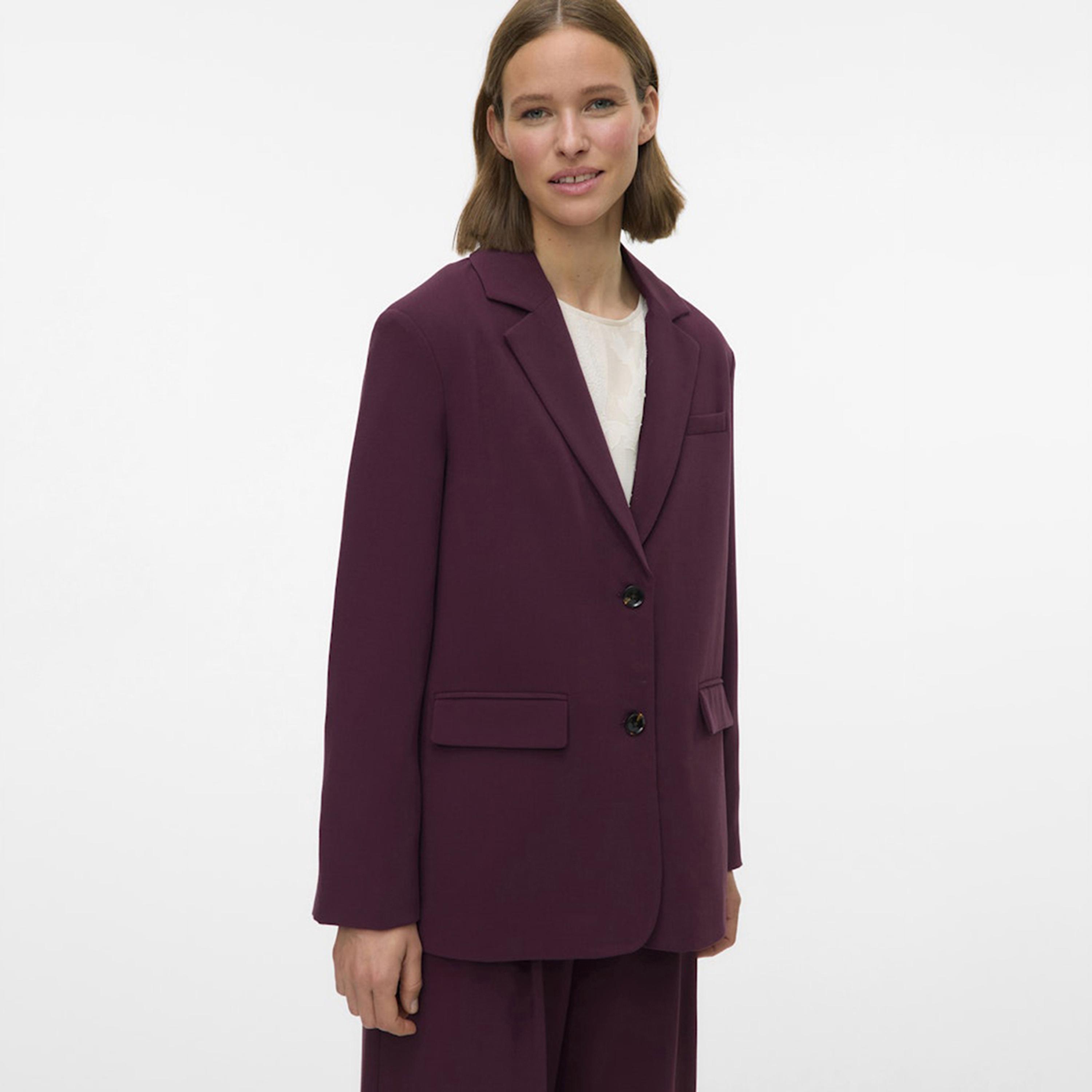 Vero Moda Wine Lapel Collar Women's Blazer-women-clothing-coatsandjackets-blazers-image-5