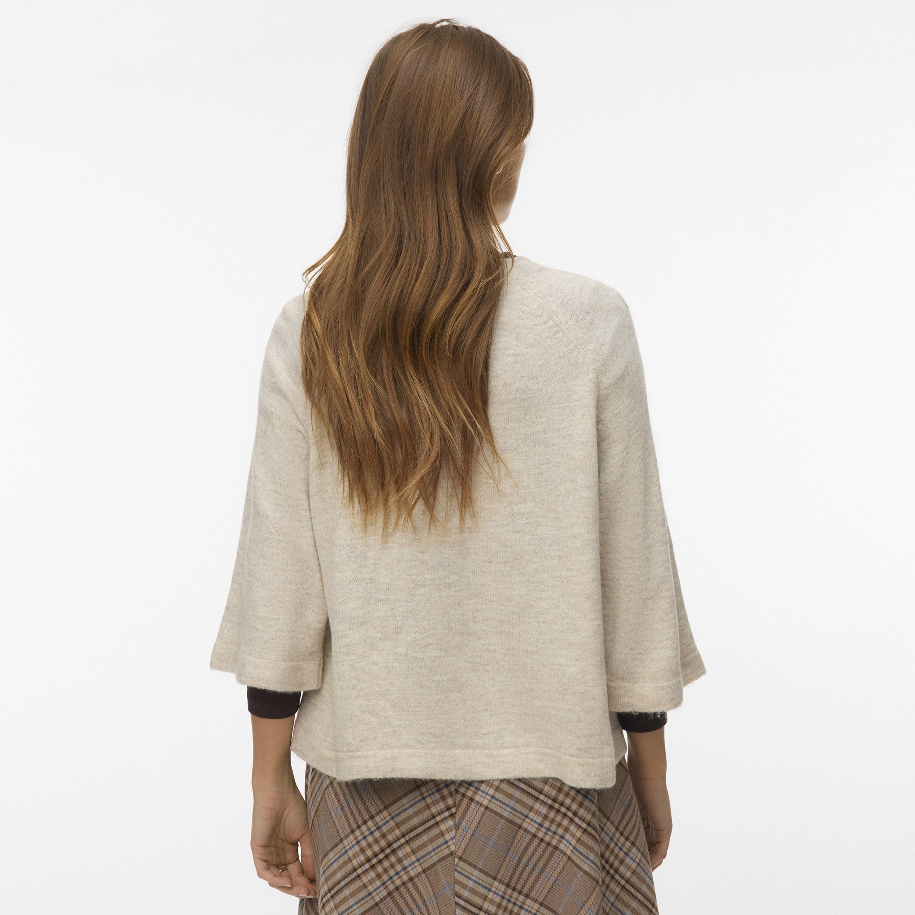 بلوفر حريمي بأكمام راجلان باللون البيج من فيرو مودا-women-winterwear-cardigansandjumpers-jumpers-image-3