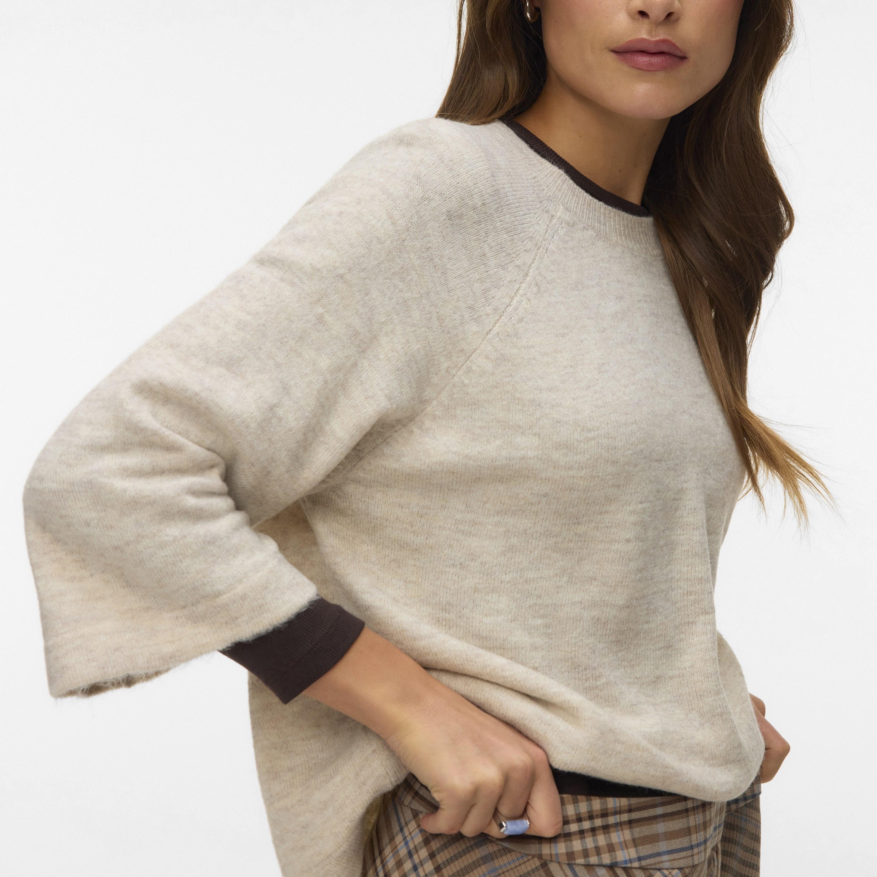 بلوفر حريمي بأكمام راجلان باللون البيج من فيرو مودا-women-winterwear-cardigansandjumpers-jumpers-image-5