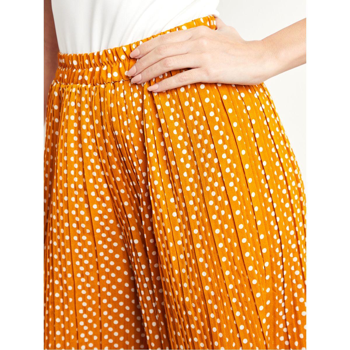 بنطلون منقط بأرجل واسعة وكسرات-women-clothing-bottoms-trousers-image-4