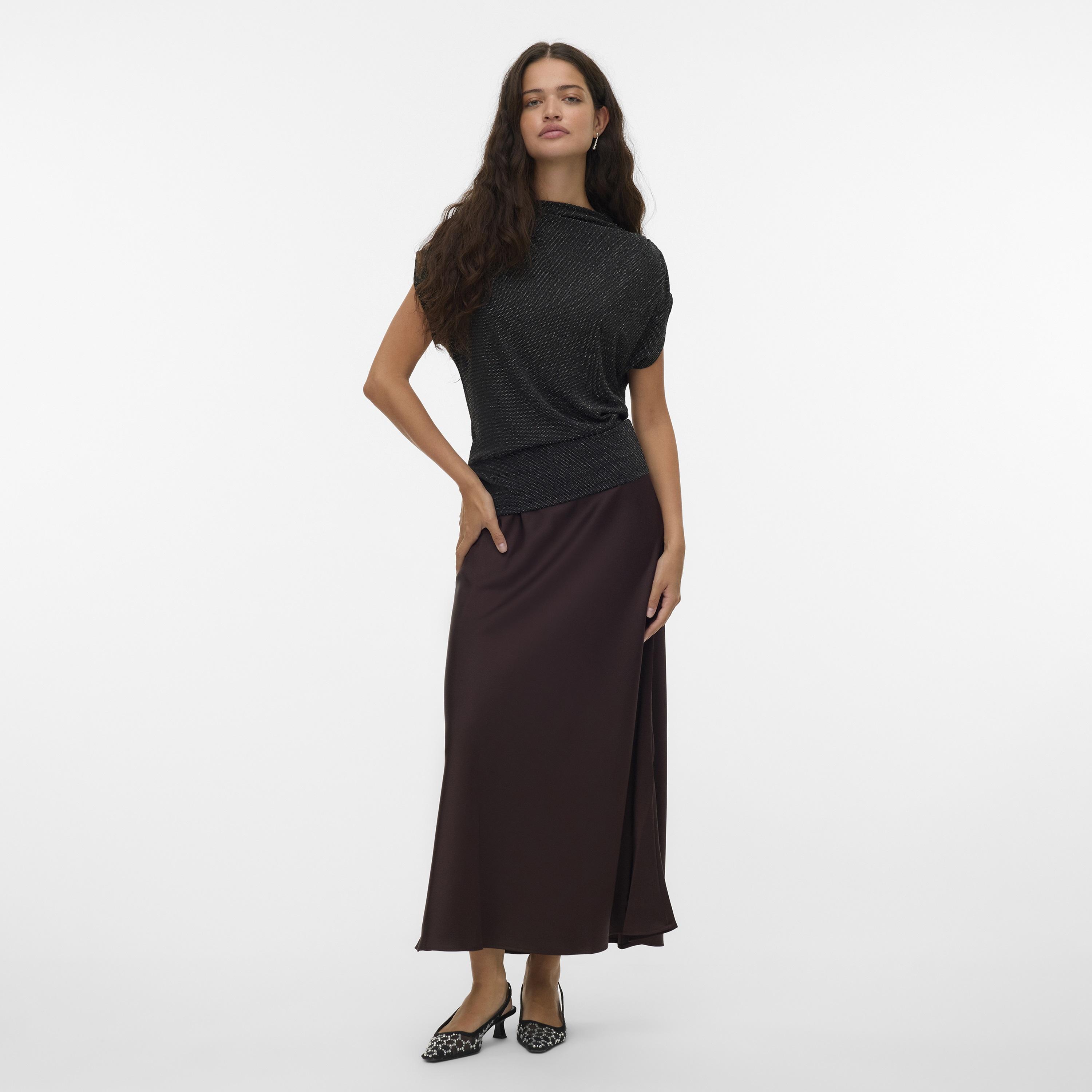 Vero Moda Brown Bias-Cut Women's Midi Skirt-women-clothing-skirts-image-2