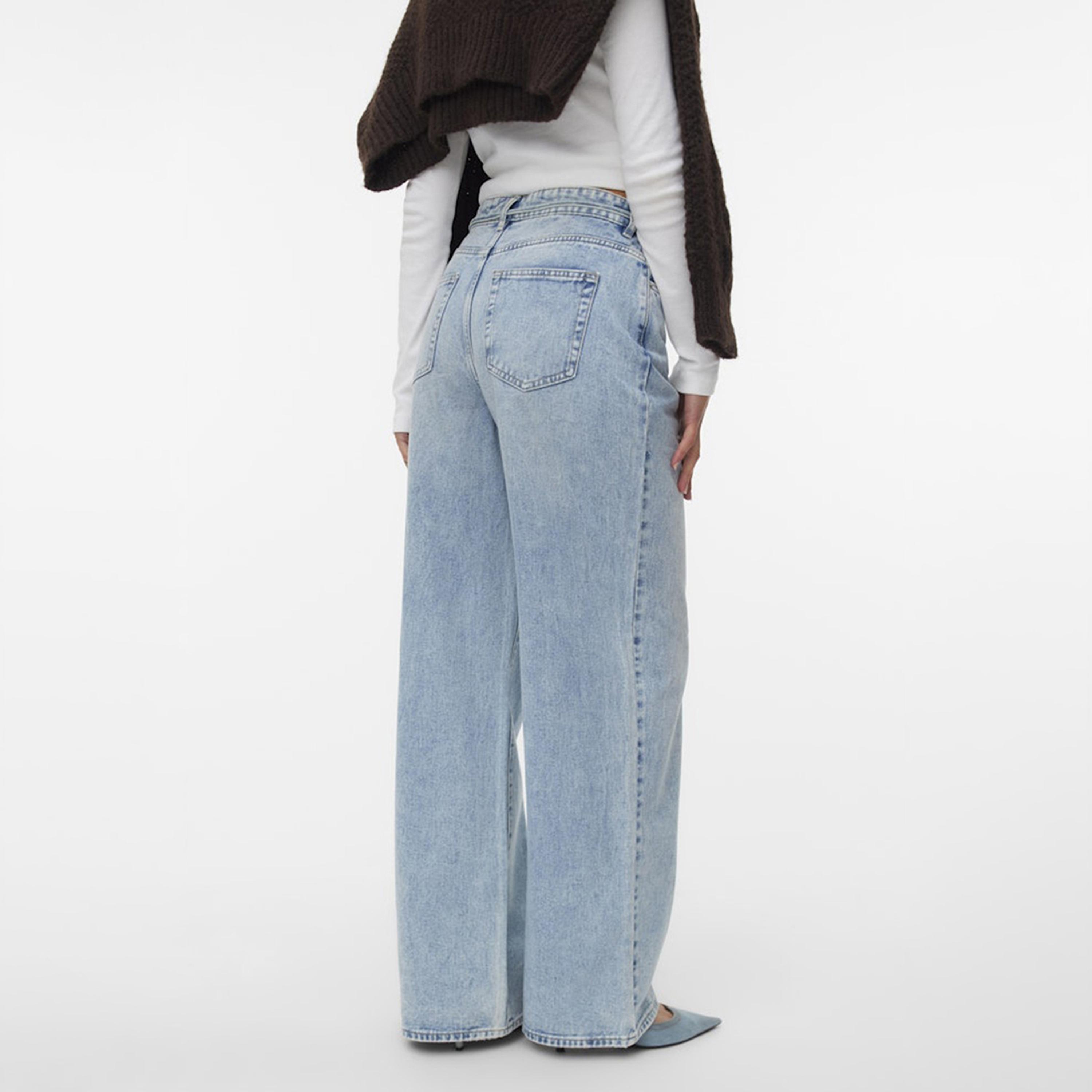 Vero Moda Light Blue Button and Zip Fly Wide Leg Women's Jeans-women-clothing-bottoms-jeans-image-3
