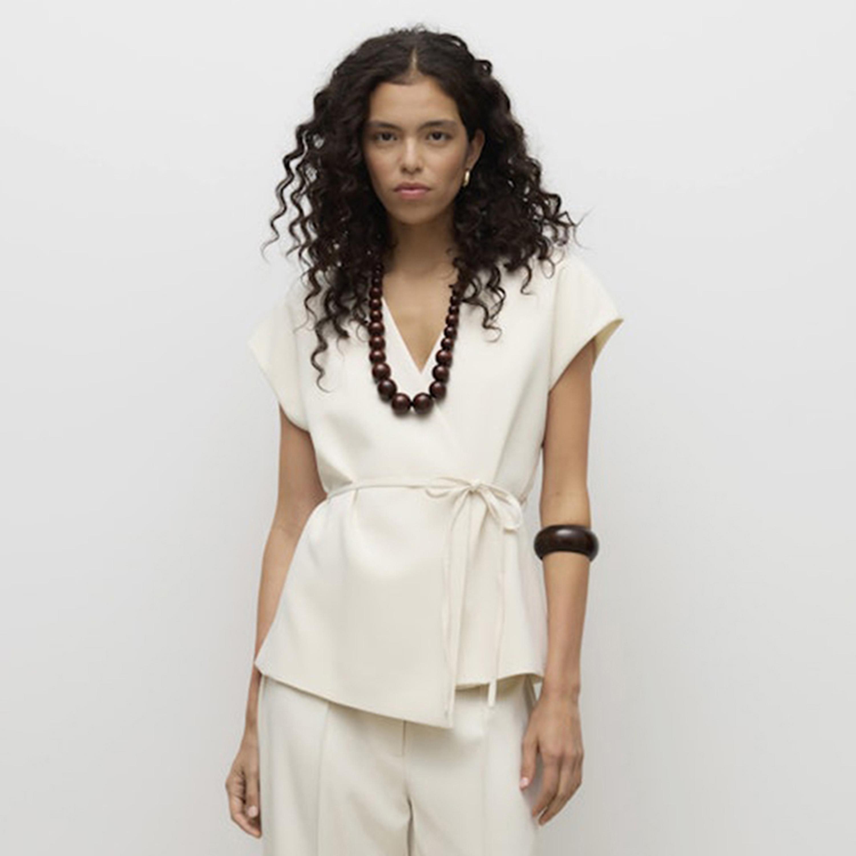 Vero Moda White Surplice Neck Cape Sleeves Women's Wrap Top-women-clothing-shirtsandblouses-blouses-image-1