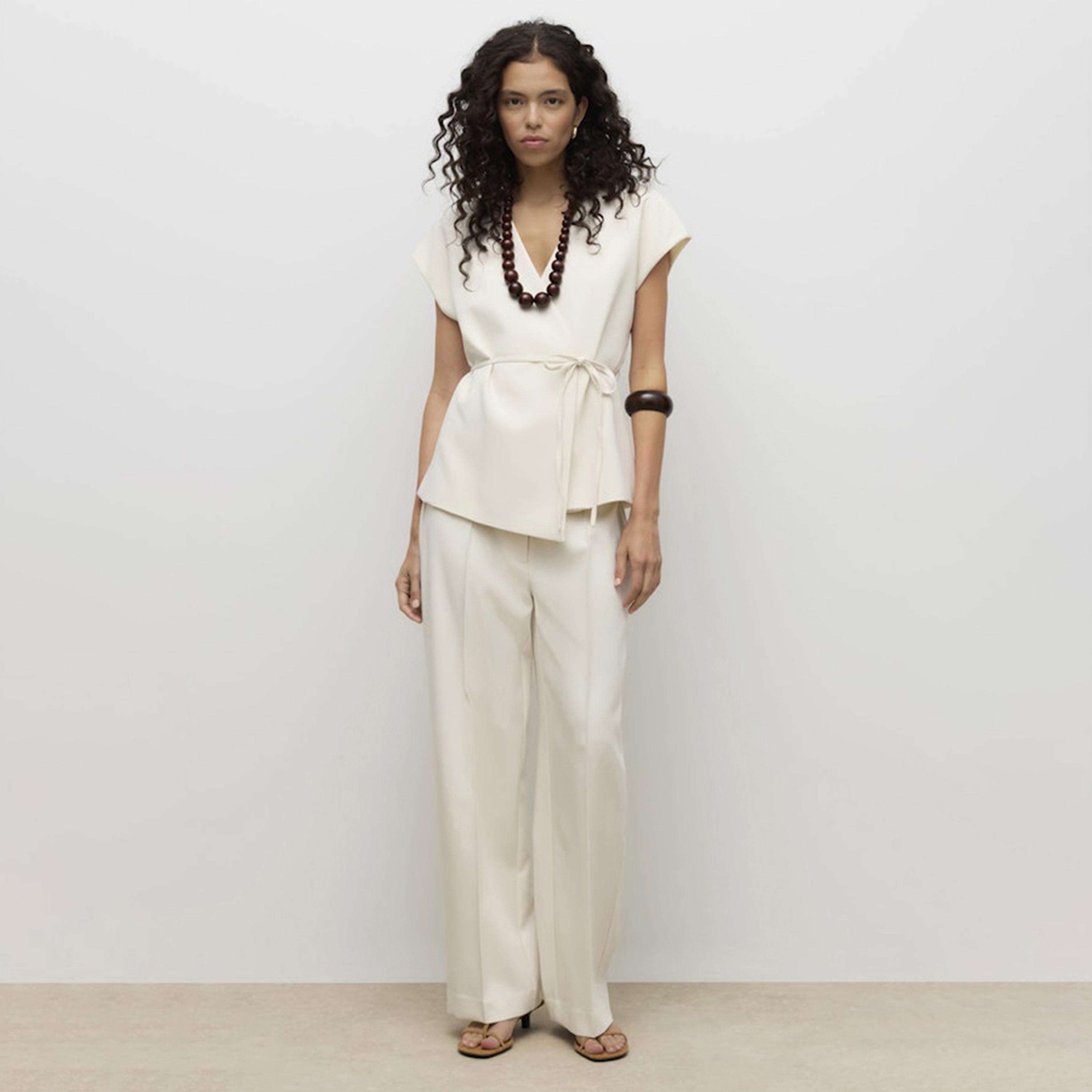 Vero Moda White Surplice Neck Cape Sleeves Women's Wrap Top-women-clothing-shirtsandblouses-blouses-image-2