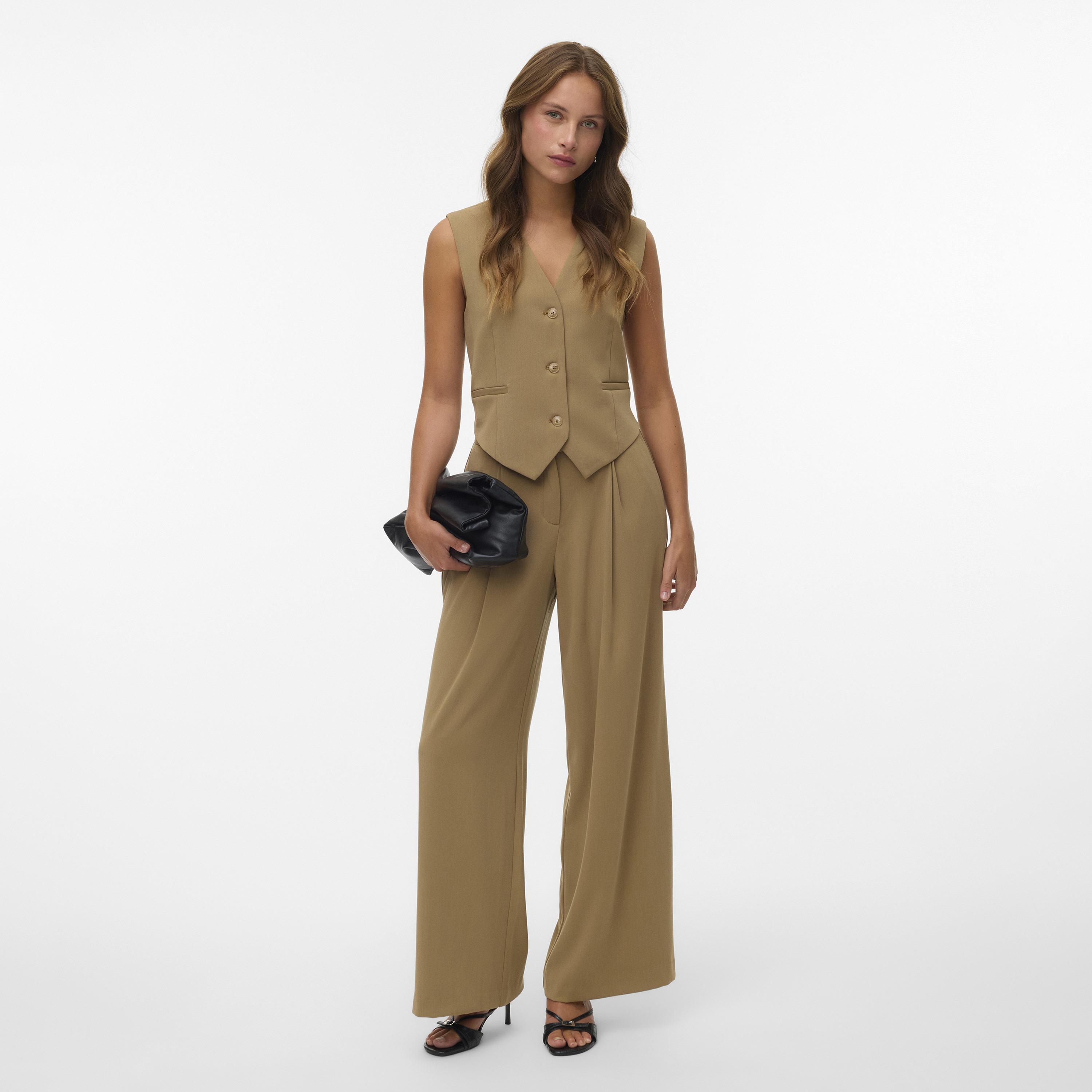 Vero Moda Brown Women's Waistcoat-women-winterwear-coatsandjackets-waistcoats-image-2