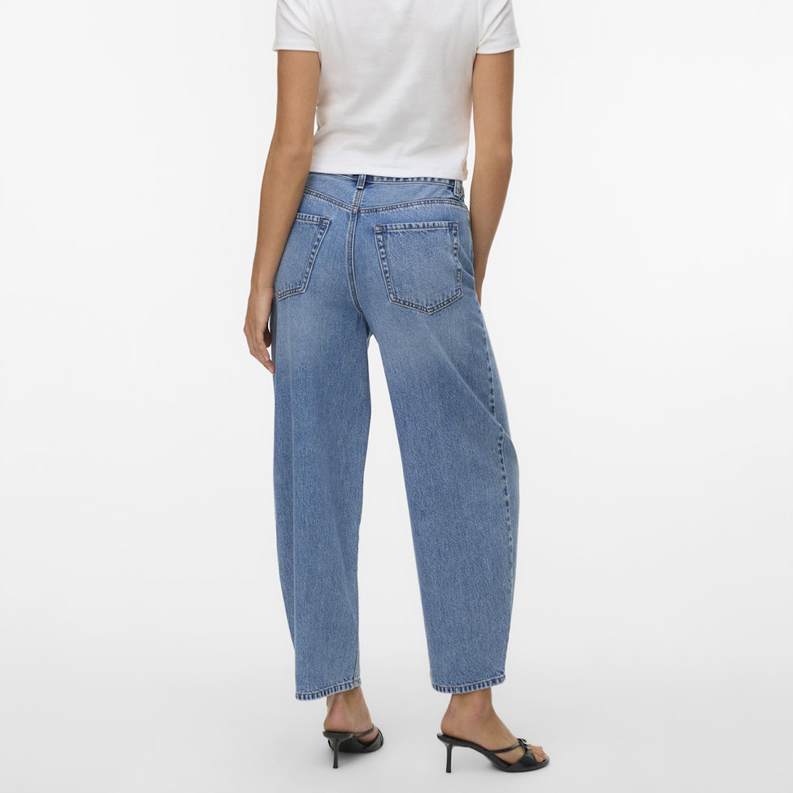Vero Moda Blue Button and Zip Fly Barrel Women's Jeans-women-clothing-bottoms-jeans-image-3