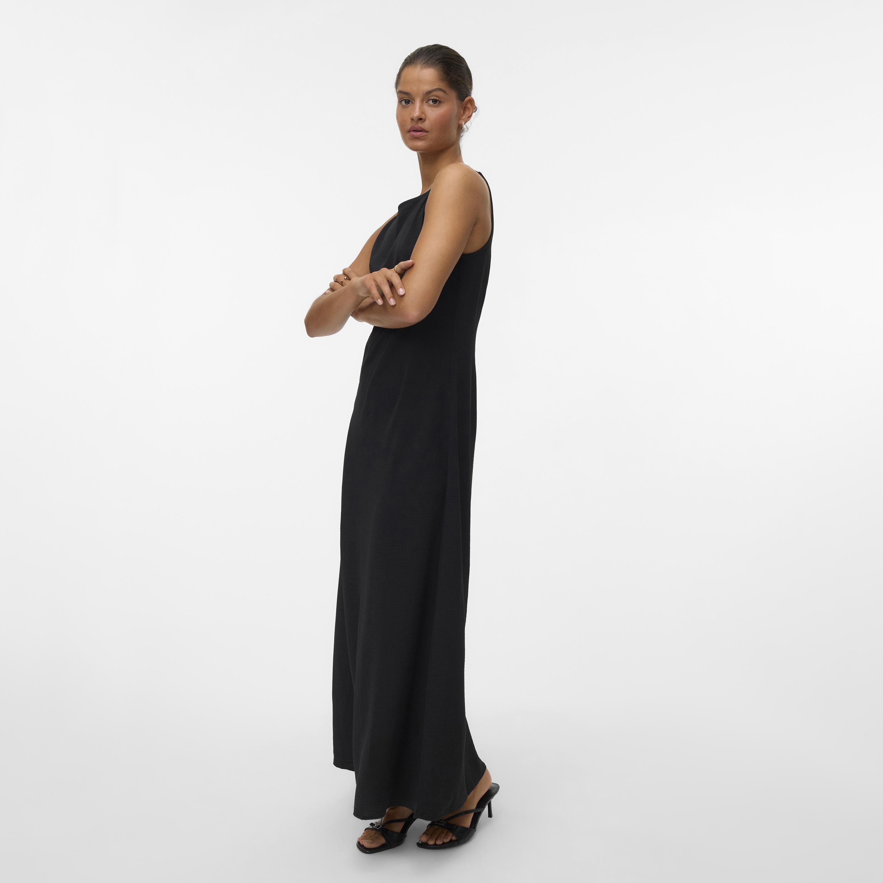 Vero Moda Black Ribbed Square Neck Women's Maxi Dress-women-clothing-dresses-image-2