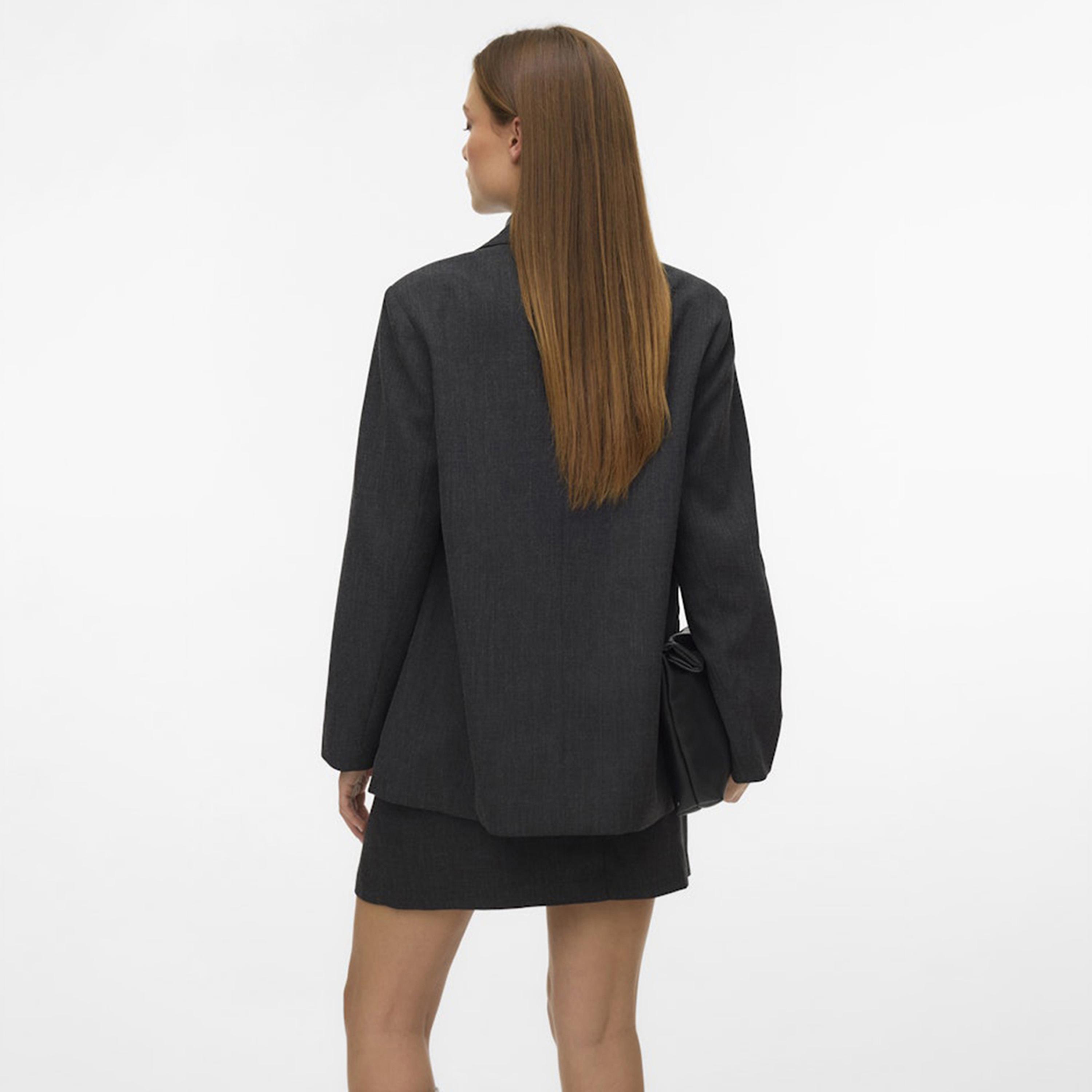 Vero Moda Charcoal Lapel Collar Women's Blazer-women-clothing-coatsandjackets-blazers-image-3