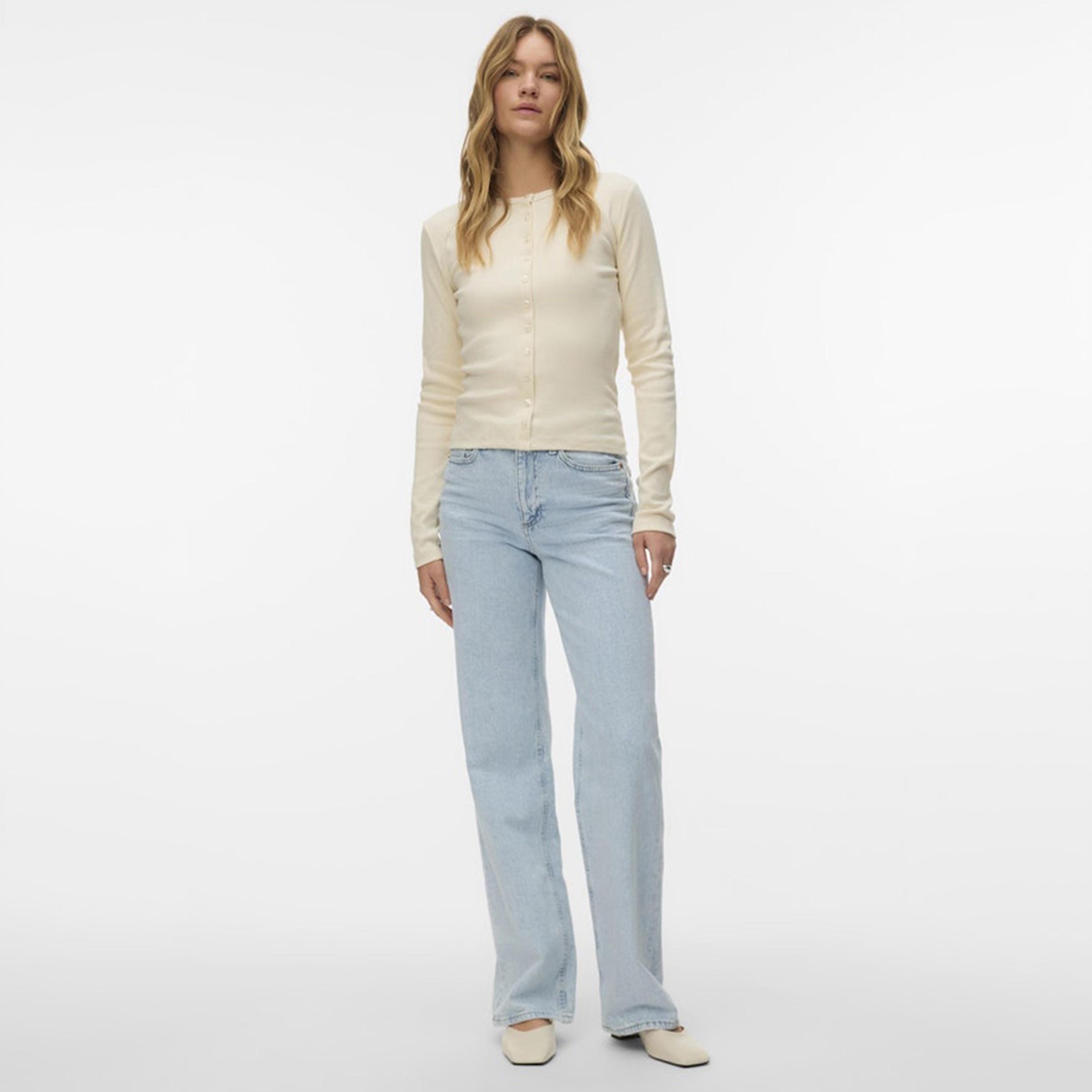 Vero Moda Light Blue Button and Zip Fly Wide Leg Women's Jeans-women-clothing-bottoms-jeans-image-2