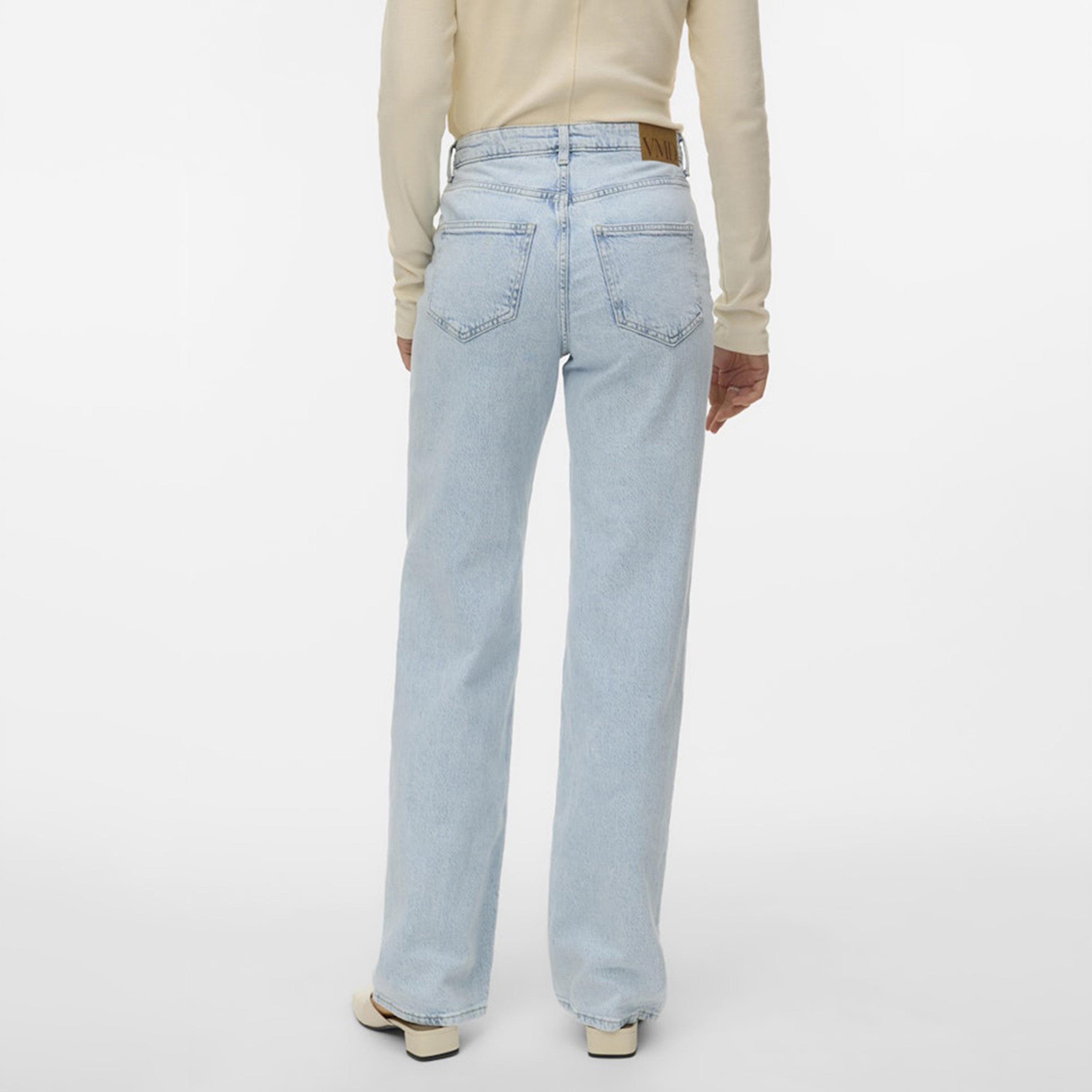 Vero Moda Light Blue Button and Zip Fly Wide Leg Women's Jeans-women-clothing-bottoms-jeans-image-3