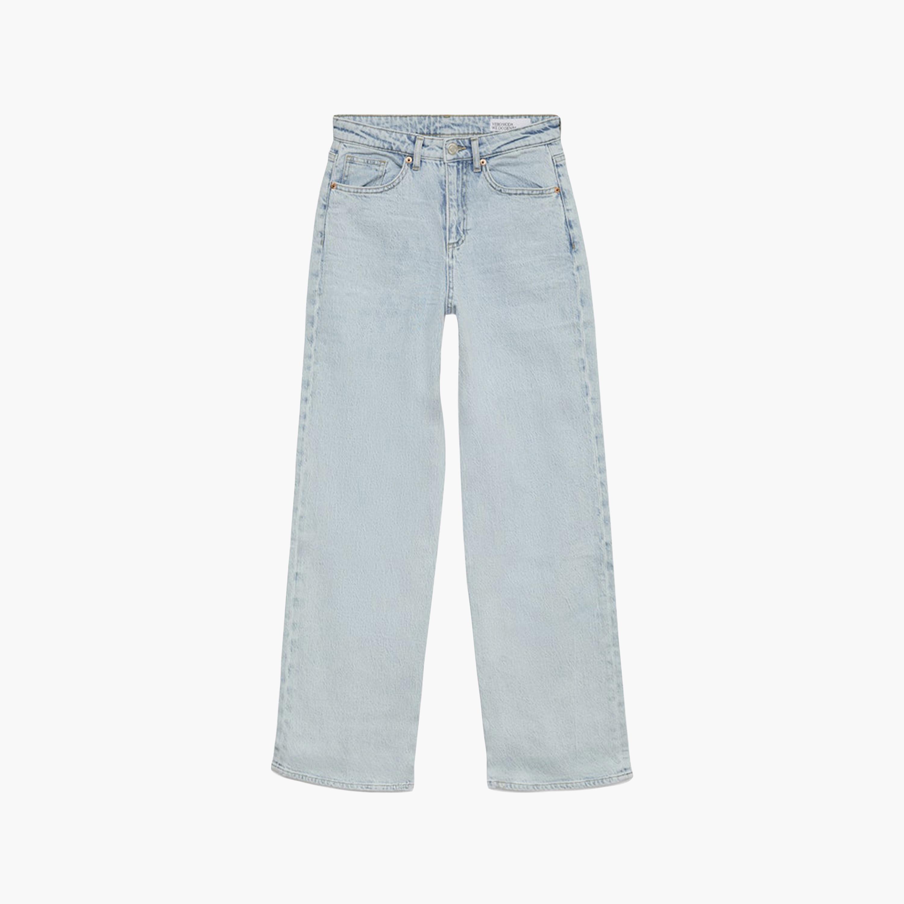 Vero Moda Light Blue Button and Zip Fly Wide Leg Women's Jeans-women-clothing-bottoms-jeans-image-6