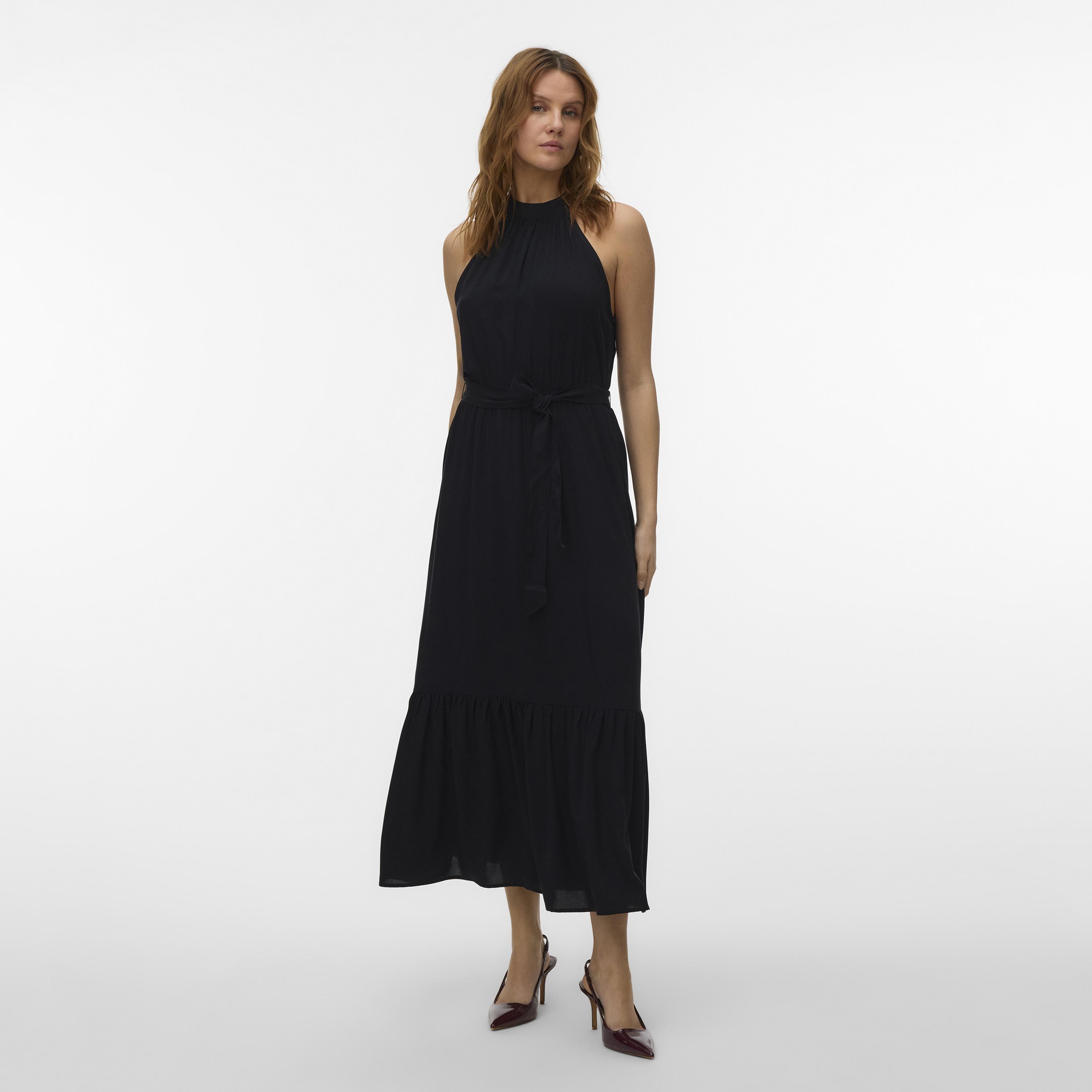 Vero Moda Blue Halter Neck Tiered Women's Midi Dress-women-clothing-dresses-image-1