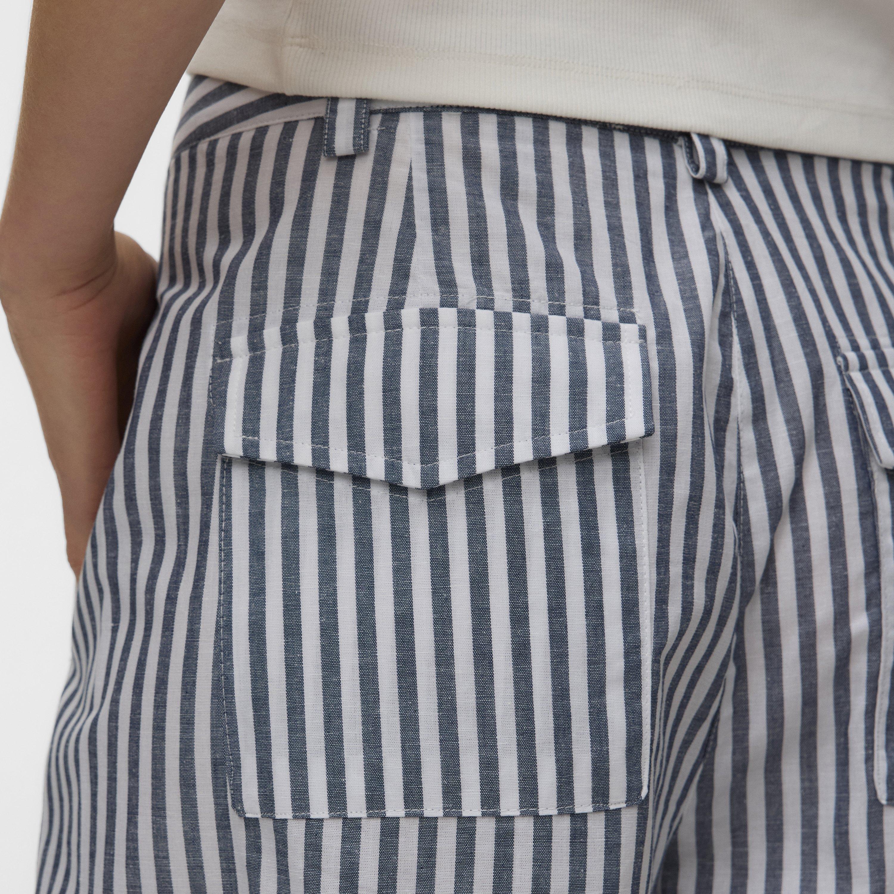 Vero Moda Blue Striped Zip Fly Wide Women's Trousers-women-clothing-trousers-image-4
