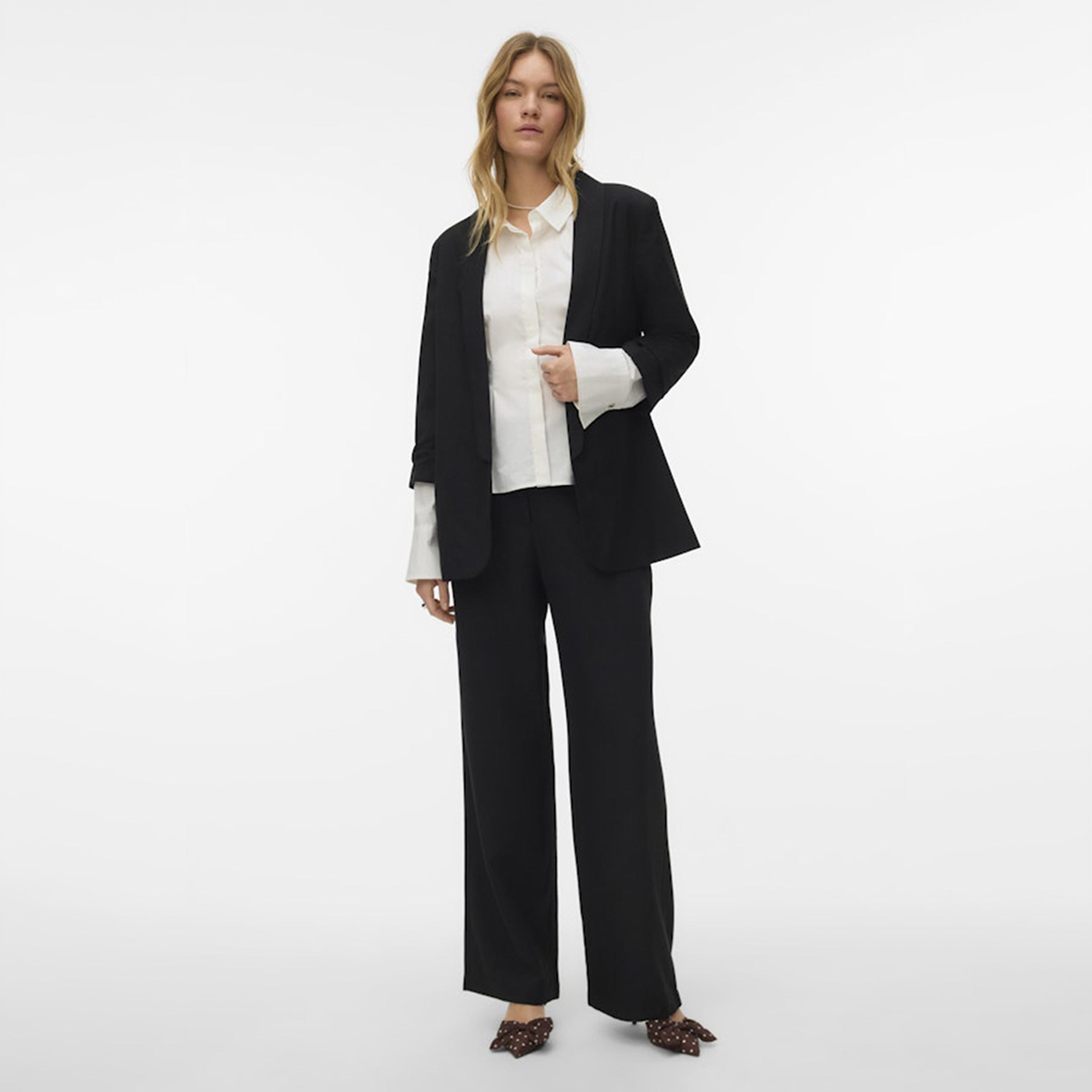 Vero Moda Black Lapel Collar Women's Blazer-women-clothing-coatsandjackets-blazers-image-2